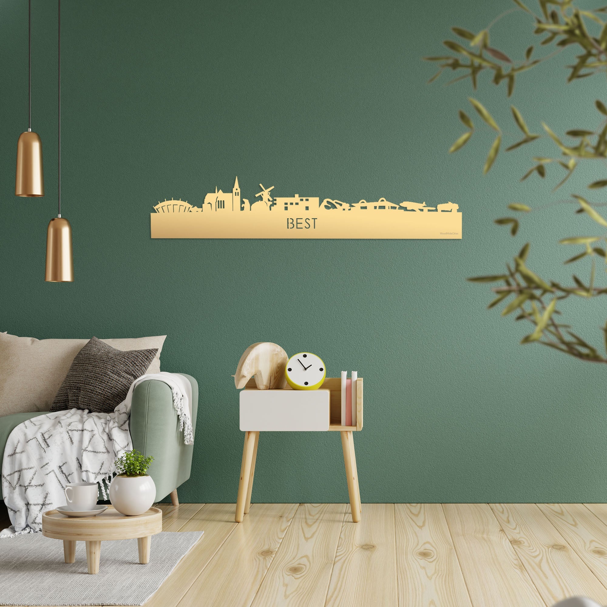 Skyline Best Metallic Goud gerecycled kunststof cadeau decoratie relatiegeschenk van WoodWideCities