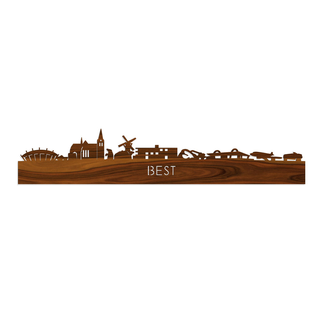 Skyline Best Palissander houten cadeau decoratie relatiegeschenk van WoodWideCities