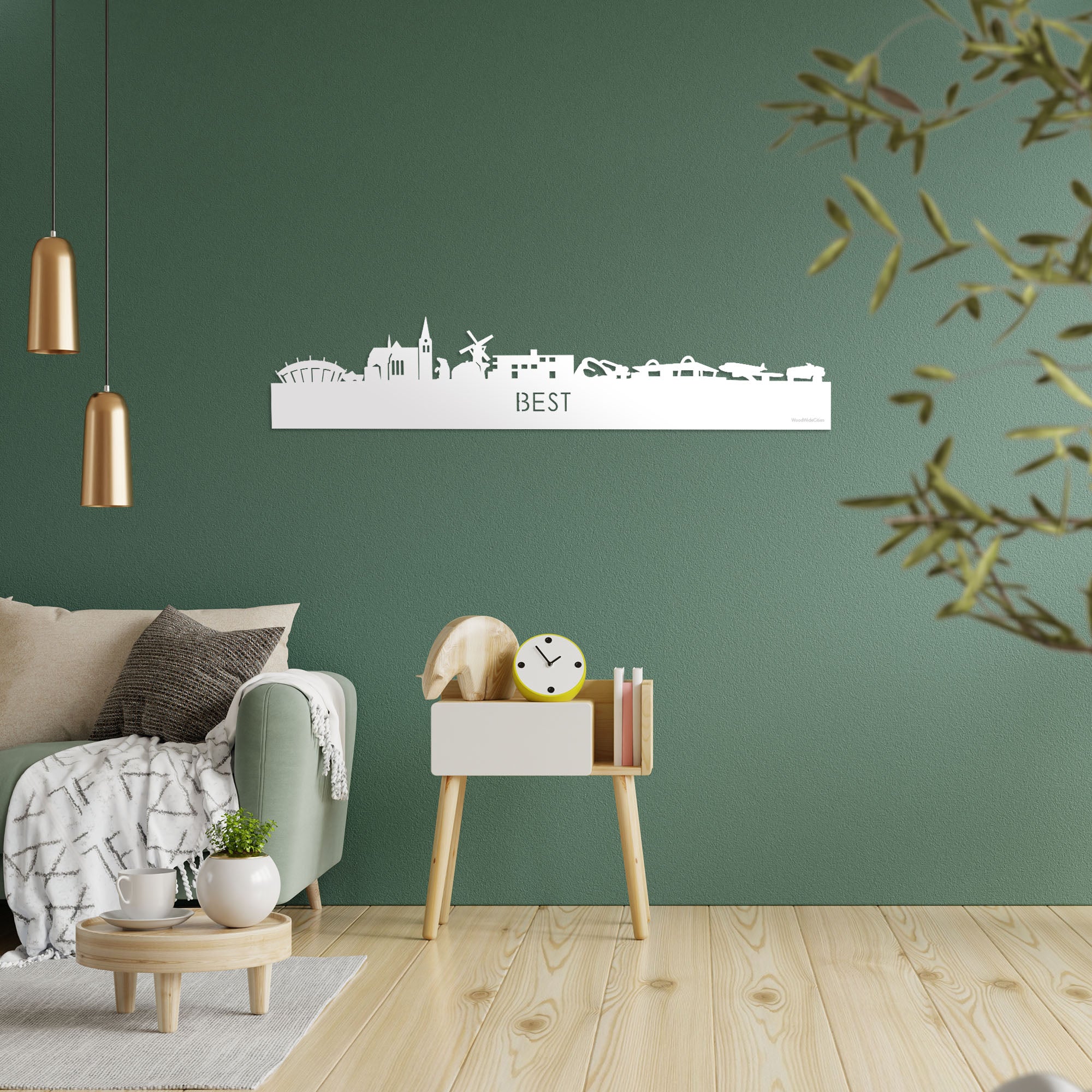 Skyline Best Wit glanzend gerecycled kunststof cadeau decoratie relatiegeschenk van WoodWideCities