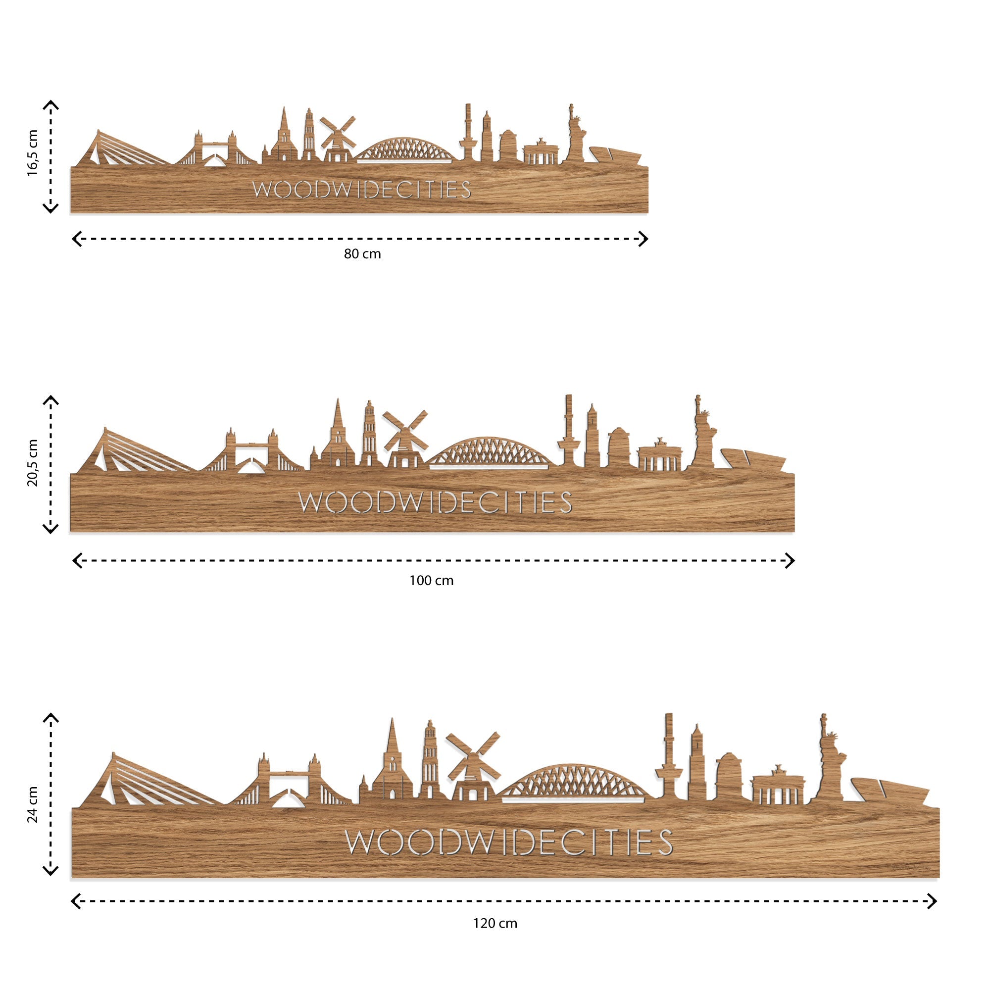 Skyline Beuningen Eiken houten cadeau decoratie relatiegeschenk van WoodWideCities