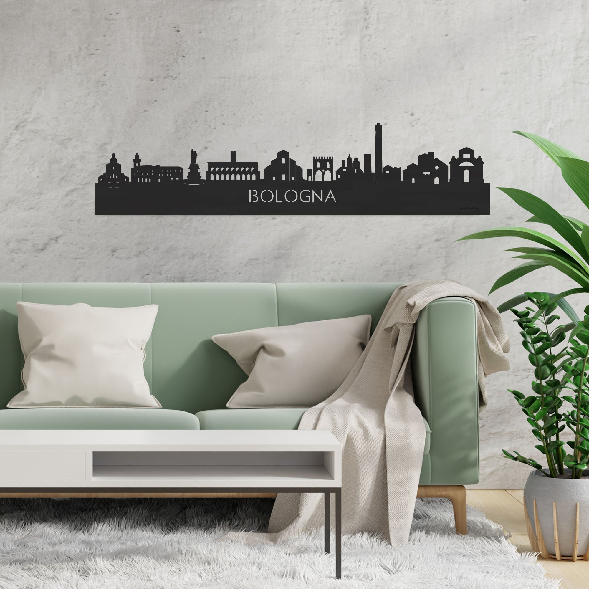 Skyline Bologna Zwart houten cadeau decoratie relatiegeschenk van WoodWideCities