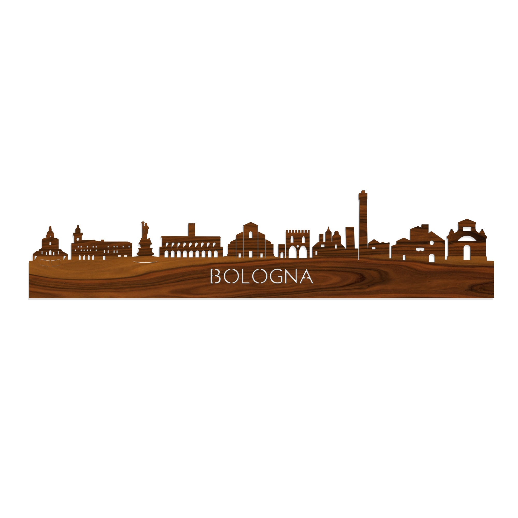 Skyline Bologna Palissander houten cadeau decoratie relatiegeschenk van WoodWideCities