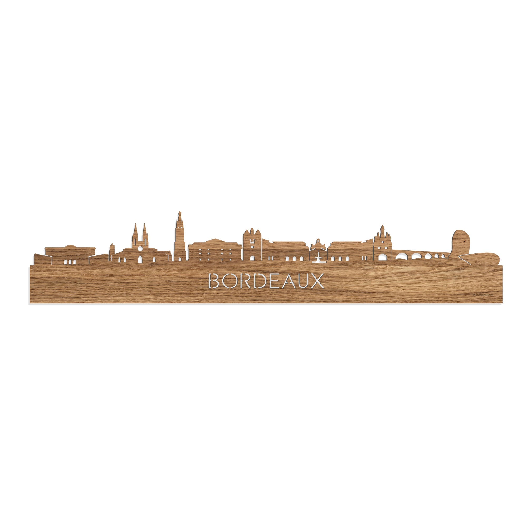 Skyline Bordeaux Eiken houten cadeau decoratie relatiegeschenk van WoodWideCities