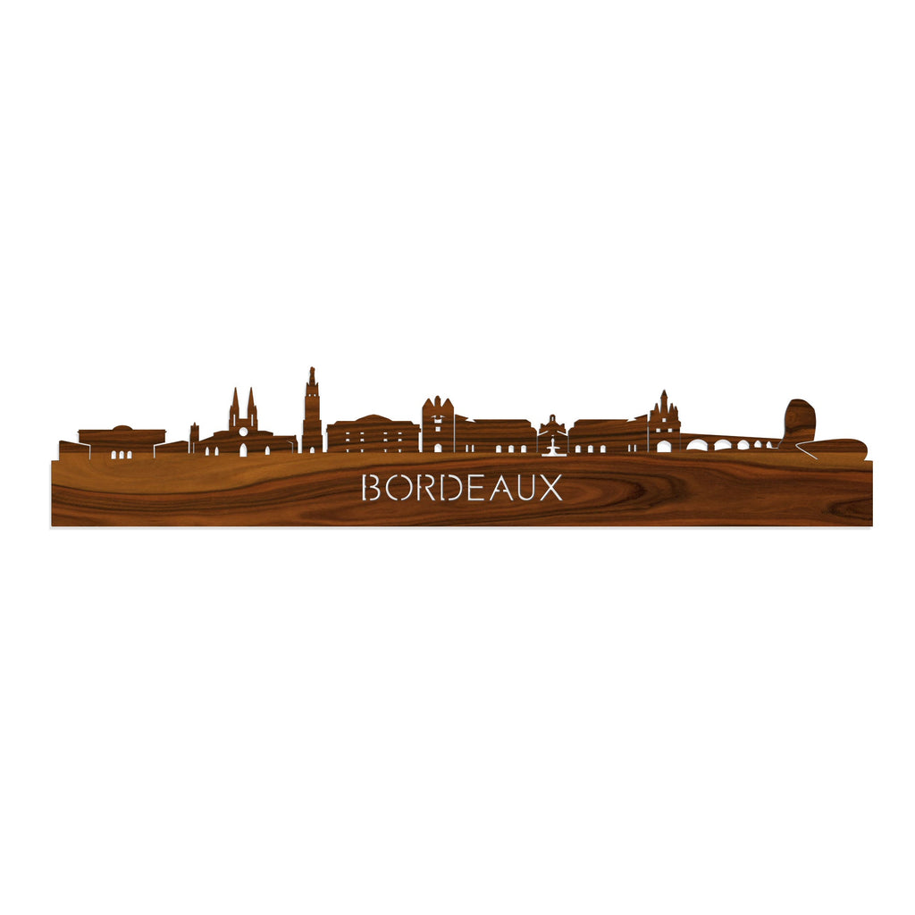 Skyline Bordeaux Palissander houten cadeau decoratie relatiegeschenk van WoodWideCities