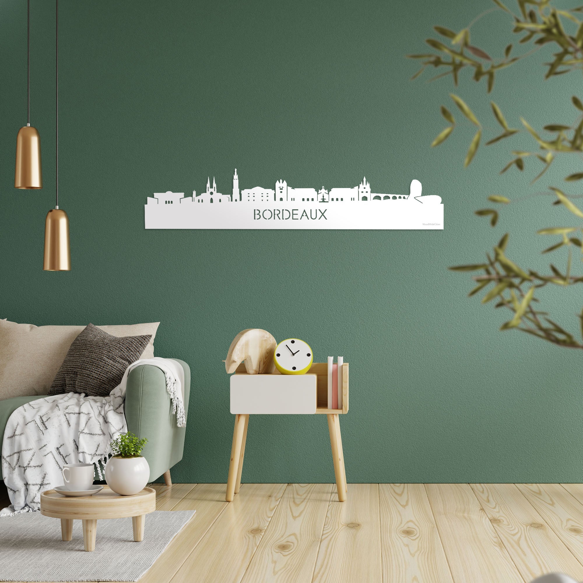 Skyline Bordeaux Wit glanzend gerecycled kunststof cadeau decoratie relatiegeschenk van WoodWideCities