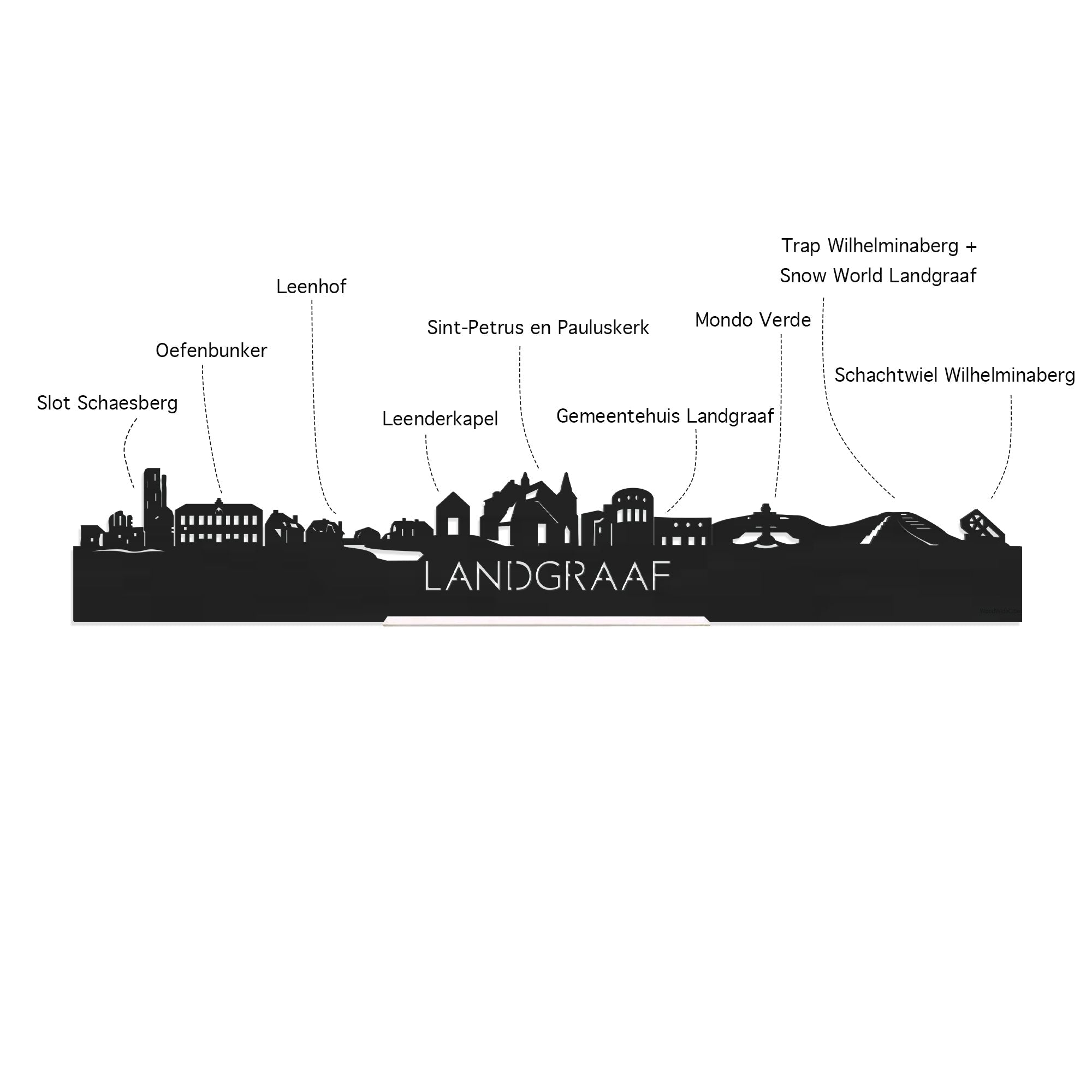 Skyline Borrelplank Landgraaf houten cadeau decoratie relatiegeschenk van WoodWideCities