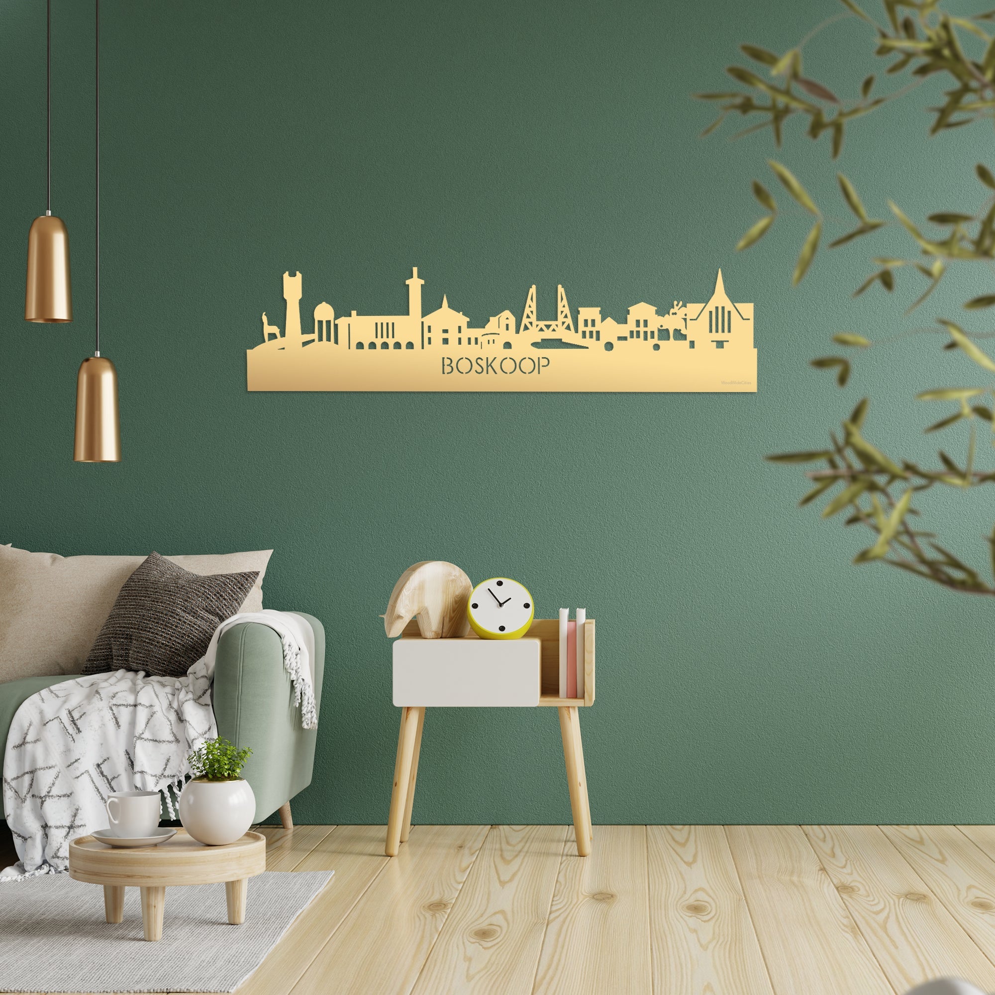 Skyline Boskoop Metallic Goud gerecycled kunststof cadeau decoratie relatiegeschenk van WoodWideCities