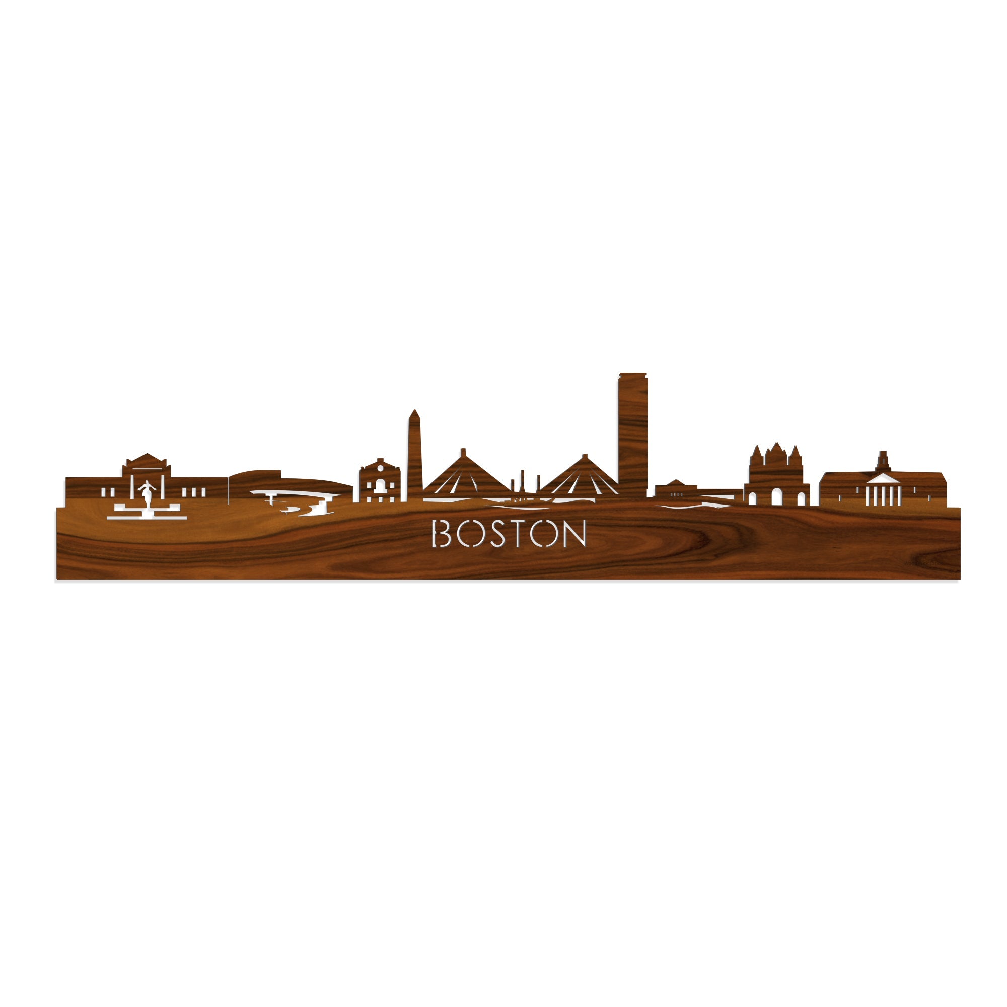 Skyline Boston Palissander houten cadeau decoratie relatiegeschenk van WoodWideCities