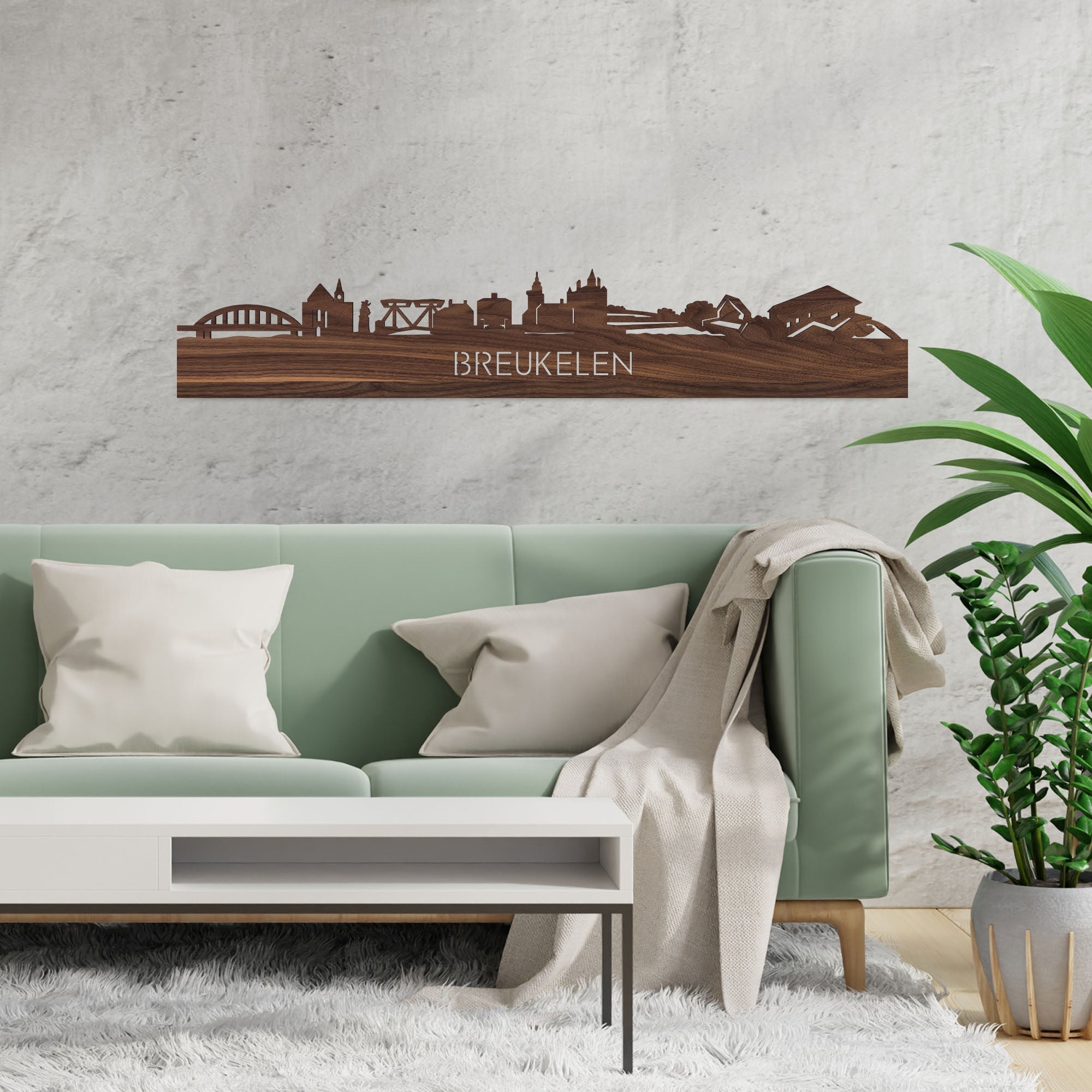 Skyline Breukelen Noten houten cadeau decoratie relatiegeschenk van WoodWideCities