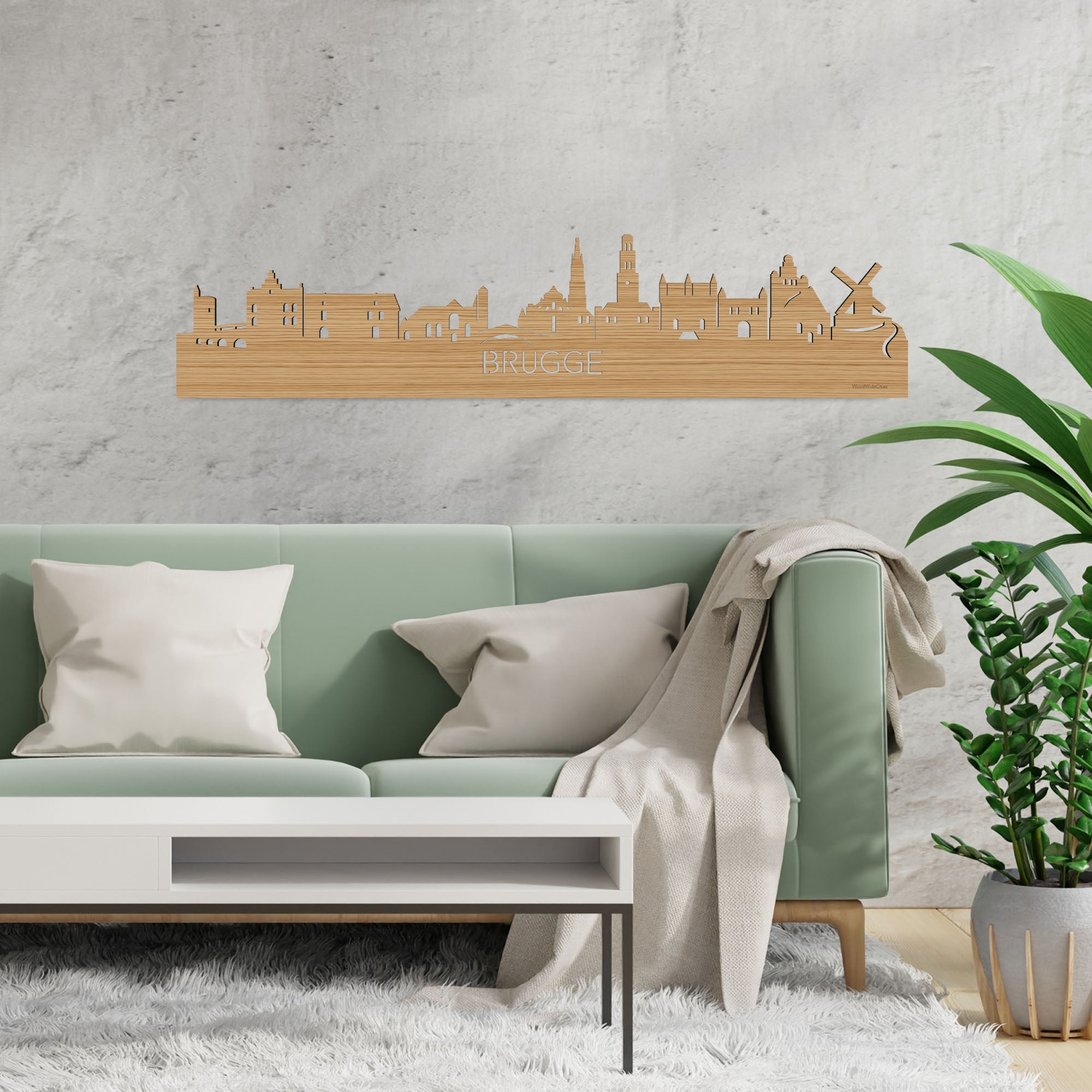 Skyline Brugge Bamboe houten cadeau decoratie relatiegeschenk van WoodWideCities