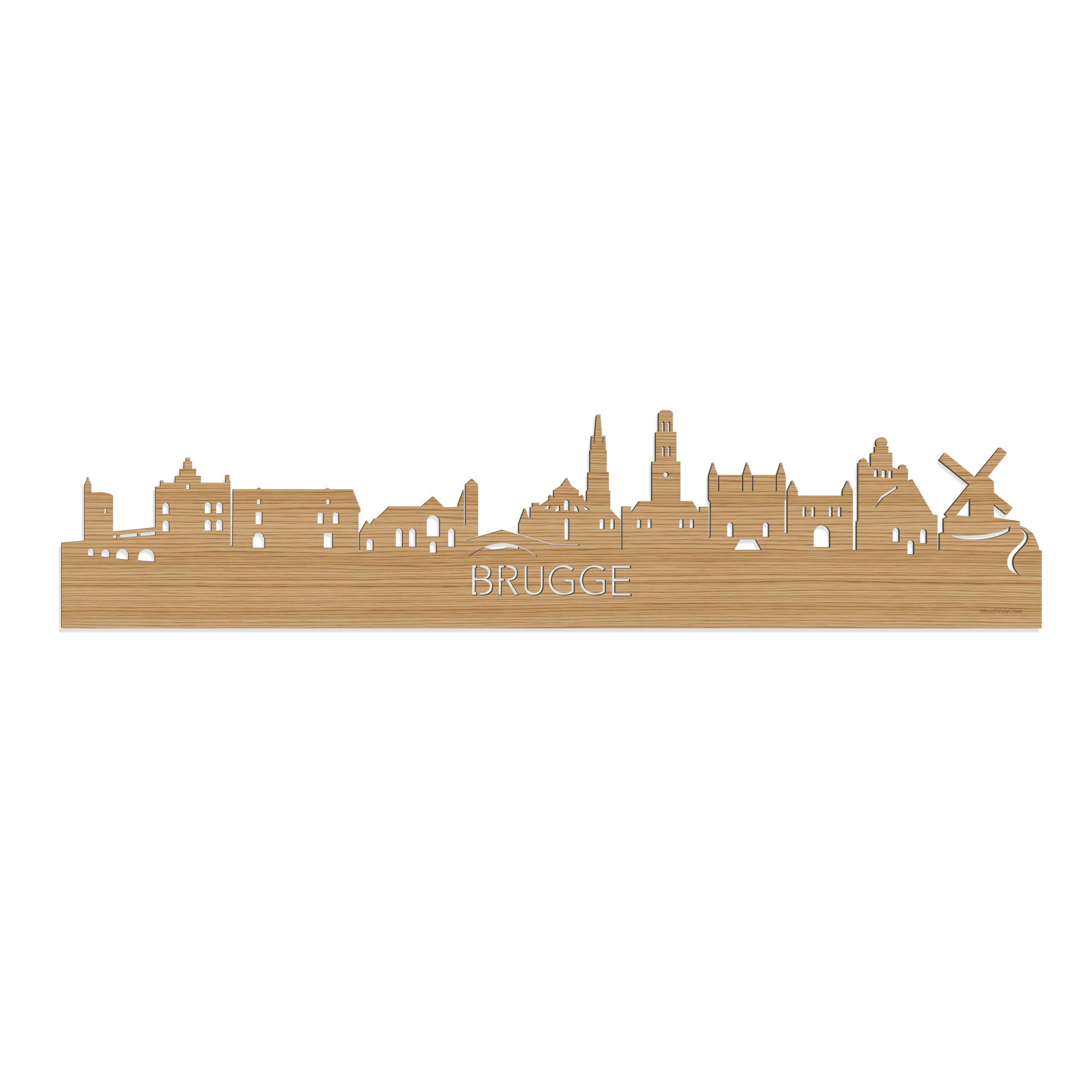 Skyline Brugge Bamboe houten cadeau decoratie relatiegeschenk van WoodWideCities