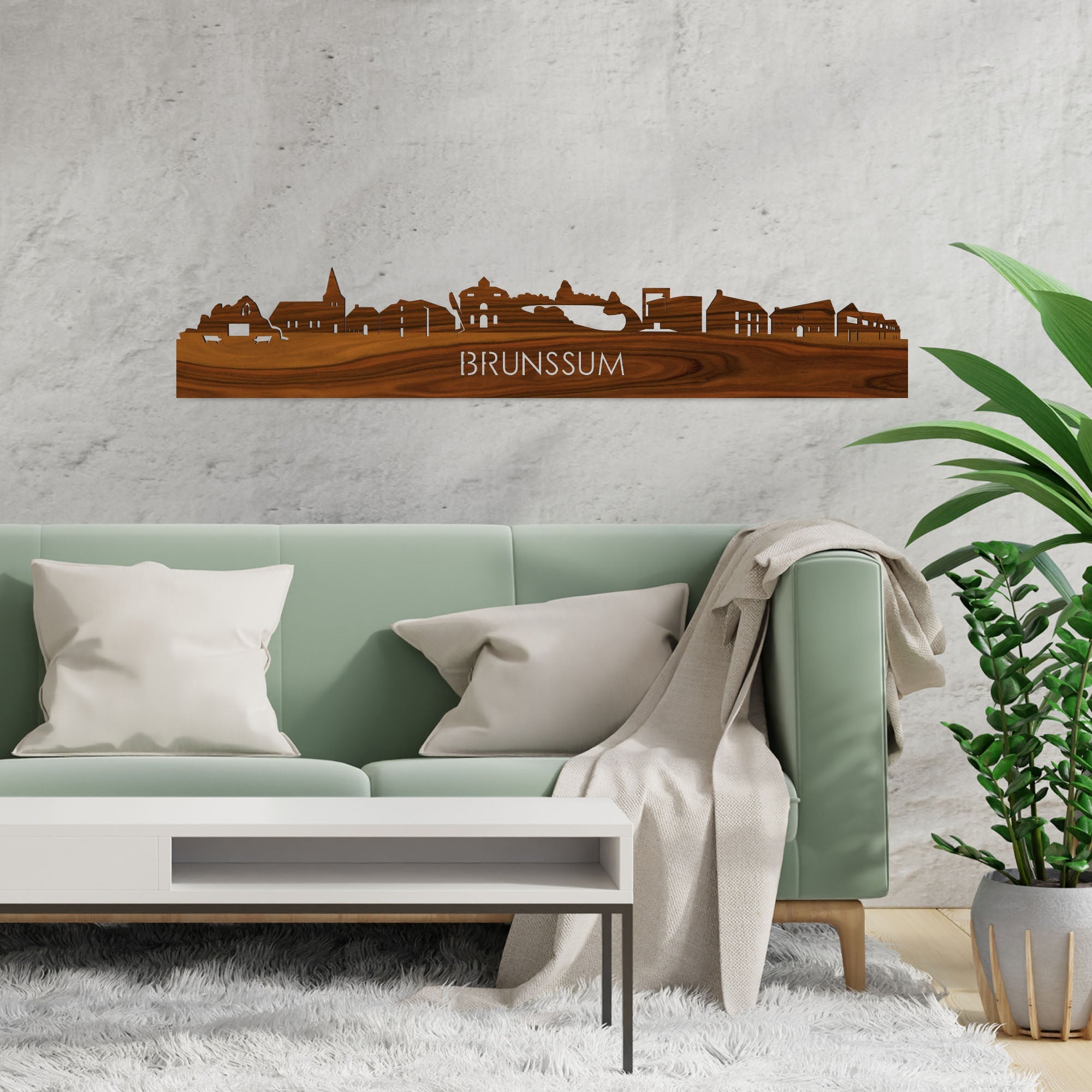 Skyline Brunssum Palissander houten cadeau decoratie relatiegeschenk van WoodWideCities