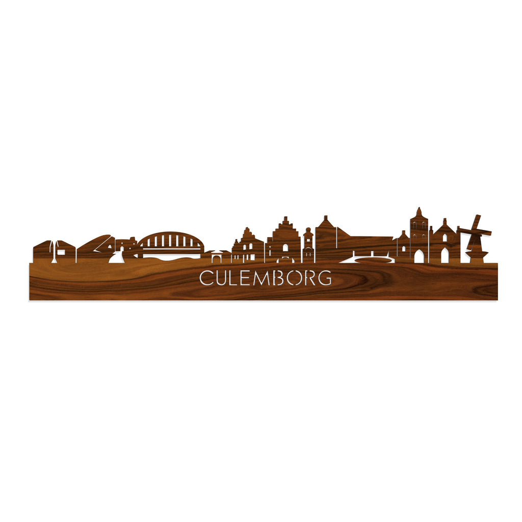 Skyline Culemborg Palissander houten cadeau decoratie relatiegeschenk van WoodWideCities