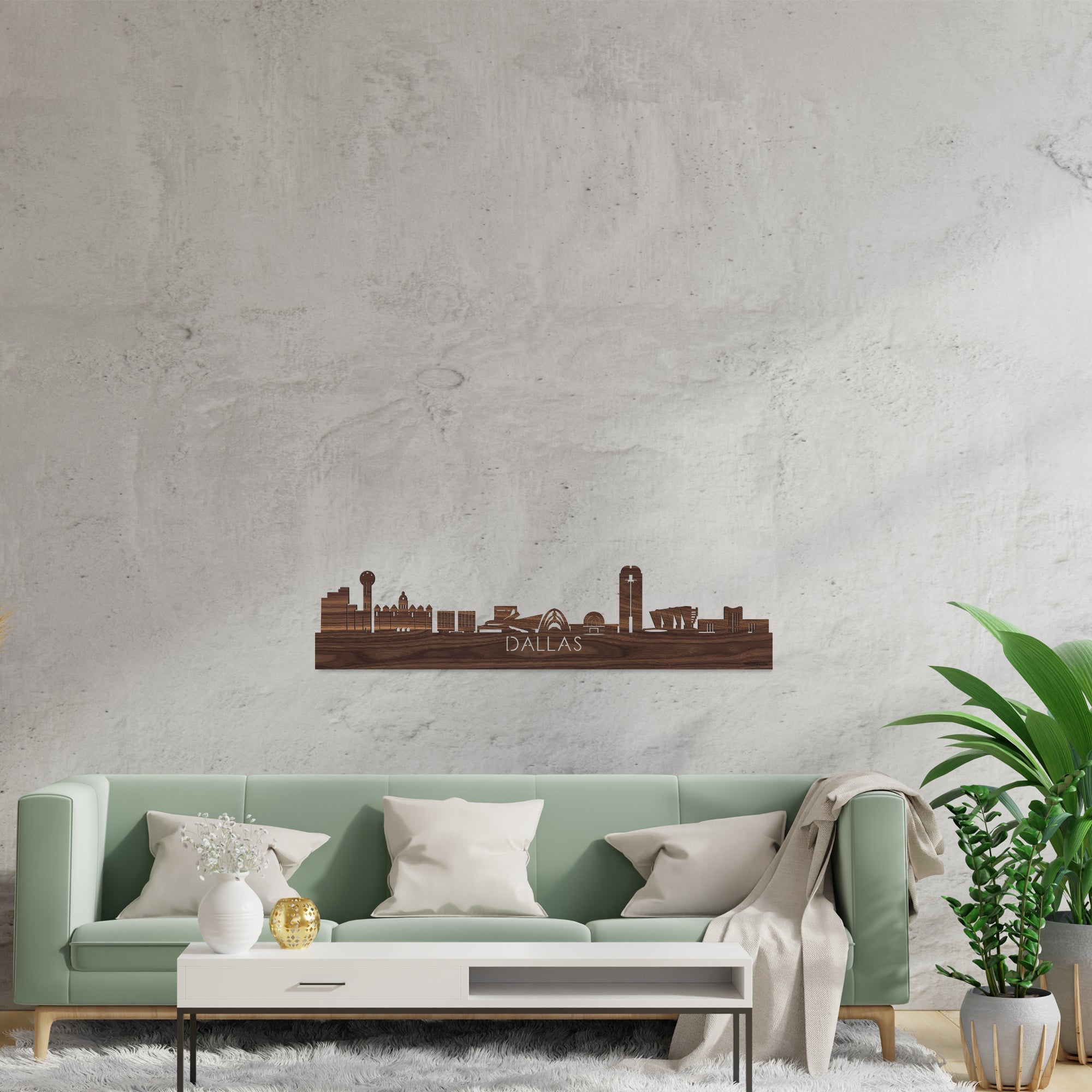 Skyline Dallas Noten houten cadeau decoratie relatiegeschenk van WoodWideCities