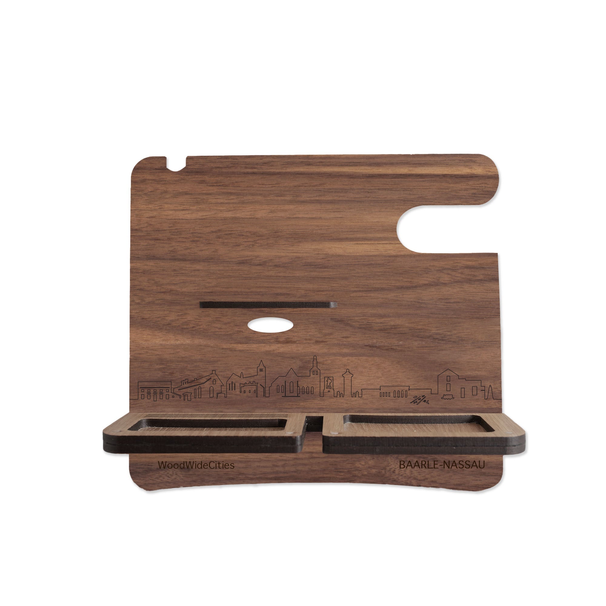 Skyline Desk Organizer Baarle-Nassau houten cadeau decoratie relatiegeschenk van WoodWideCities