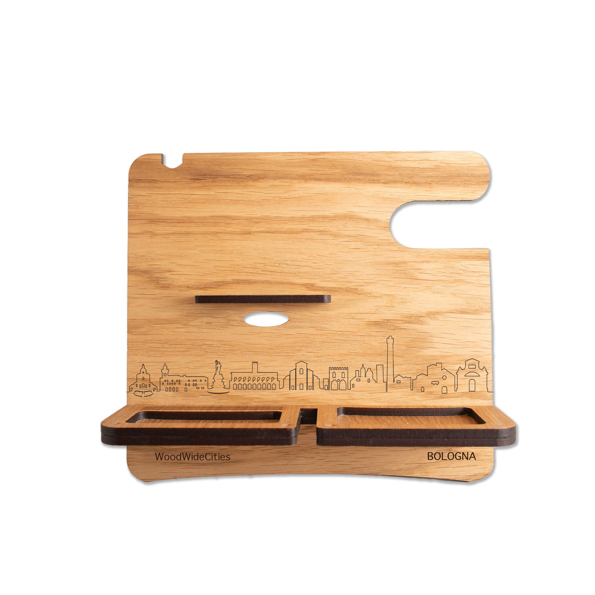 Skyline Desk Organizer Bologna houten cadeau decoratie relatiegeschenk van WoodWideCities