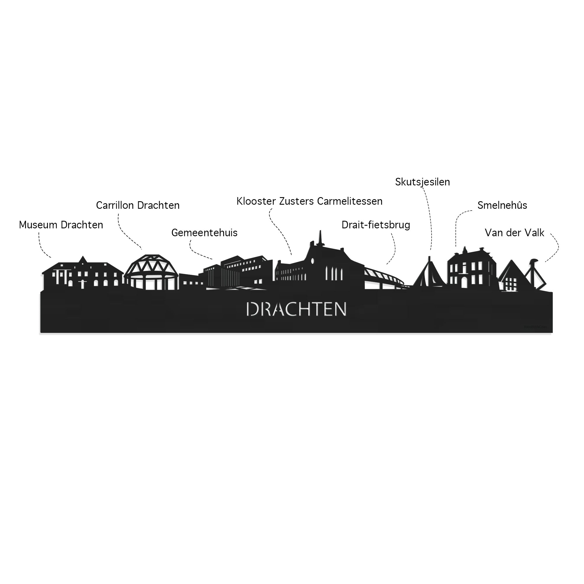 Skyline Desk Organizer Drachten houten cadeau decoratie relatiegeschenk van WoodWideCities