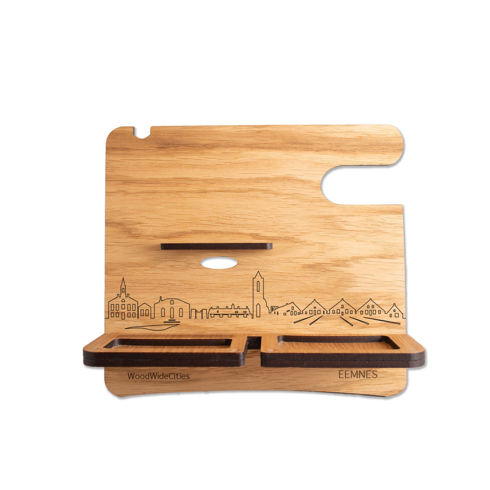 Skyline Desk Organizer Eemnes houten cadeau decoratie relatiegeschenk van WoodWideCities