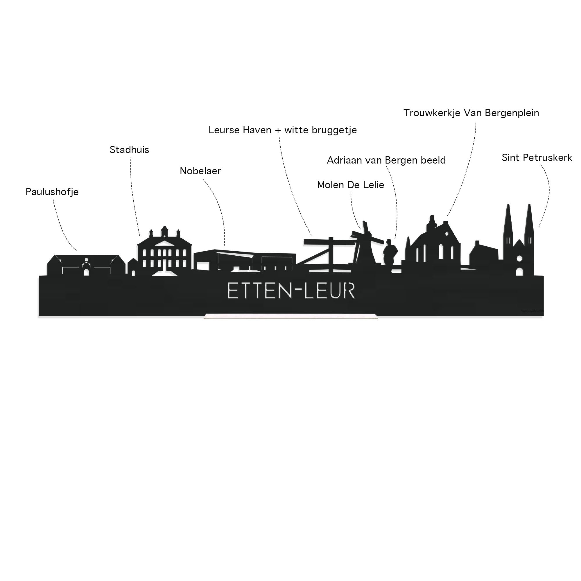 Skyline Desk Organizer Etten-Leur houten cadeau decoratie relatiegeschenk van WoodWideCities