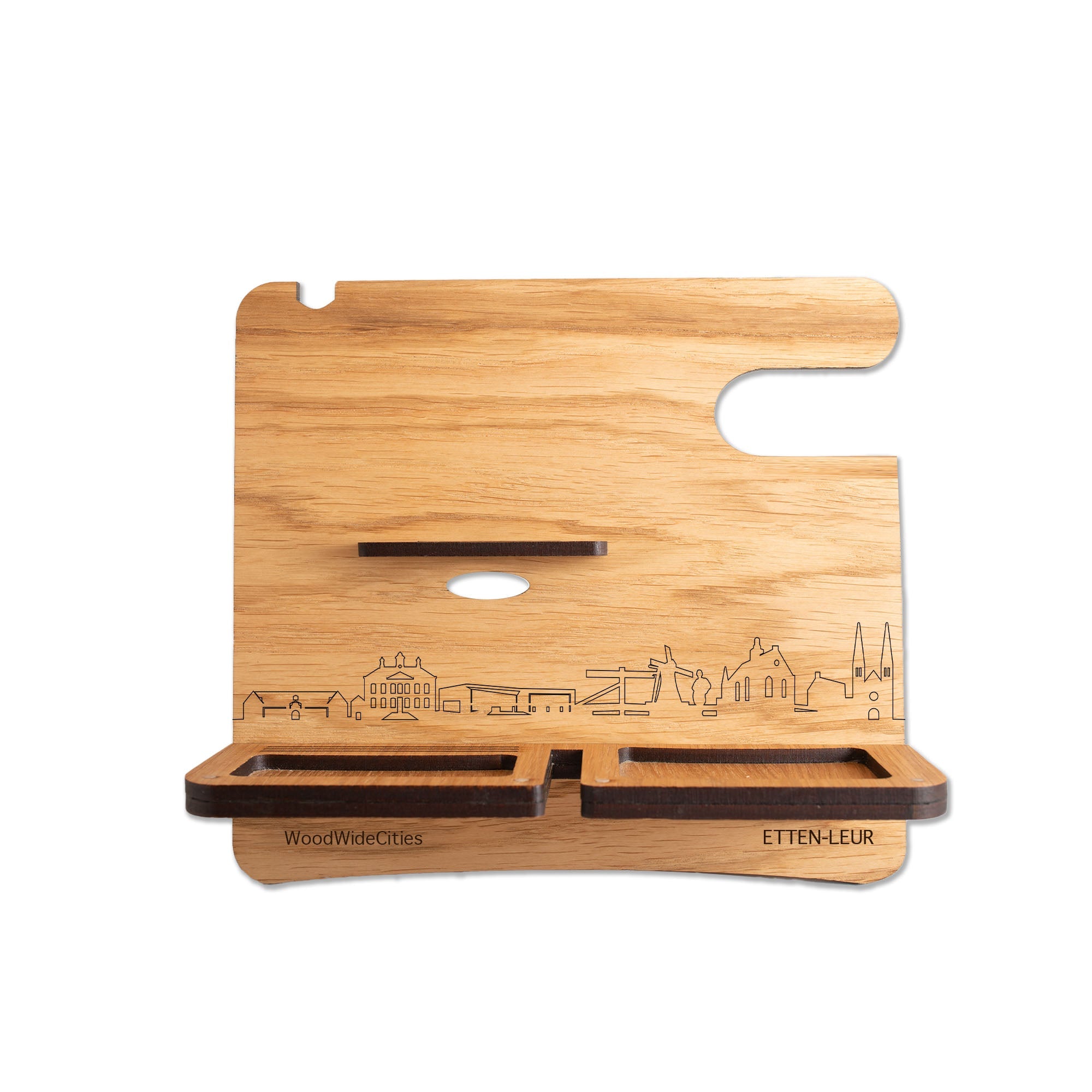 Skyline Desk Organizer Etten-Leur houten cadeau decoratie relatiegeschenk van WoodWideCities