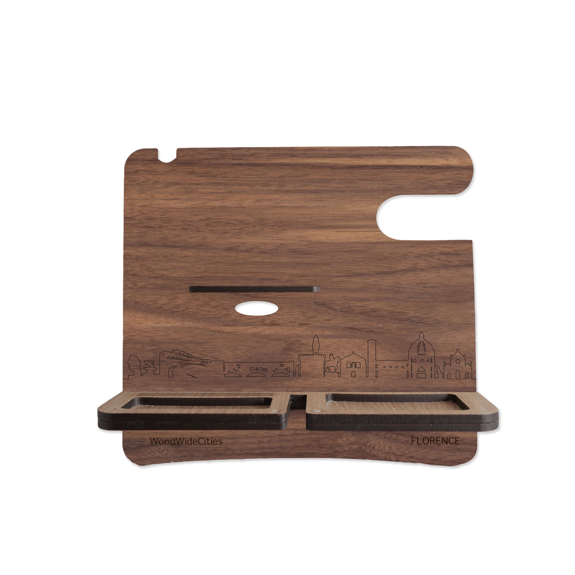 Skyline Desk Organizer Florence houten cadeau decoratie relatiegeschenk van WoodWideCities