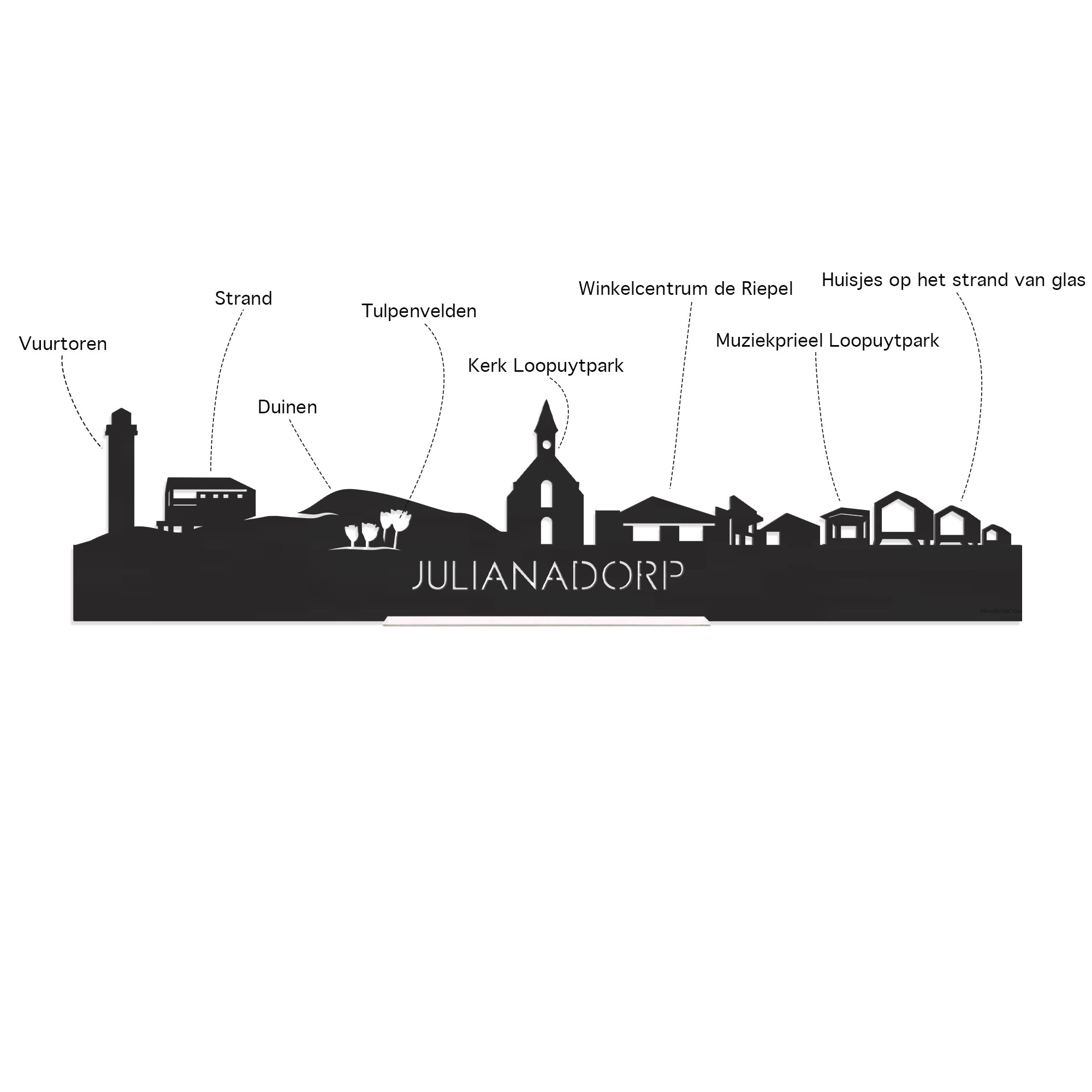 Skyline Desk Organizer Julianadorp houten cadeau decoratie relatiegeschenk van WoodWideCities