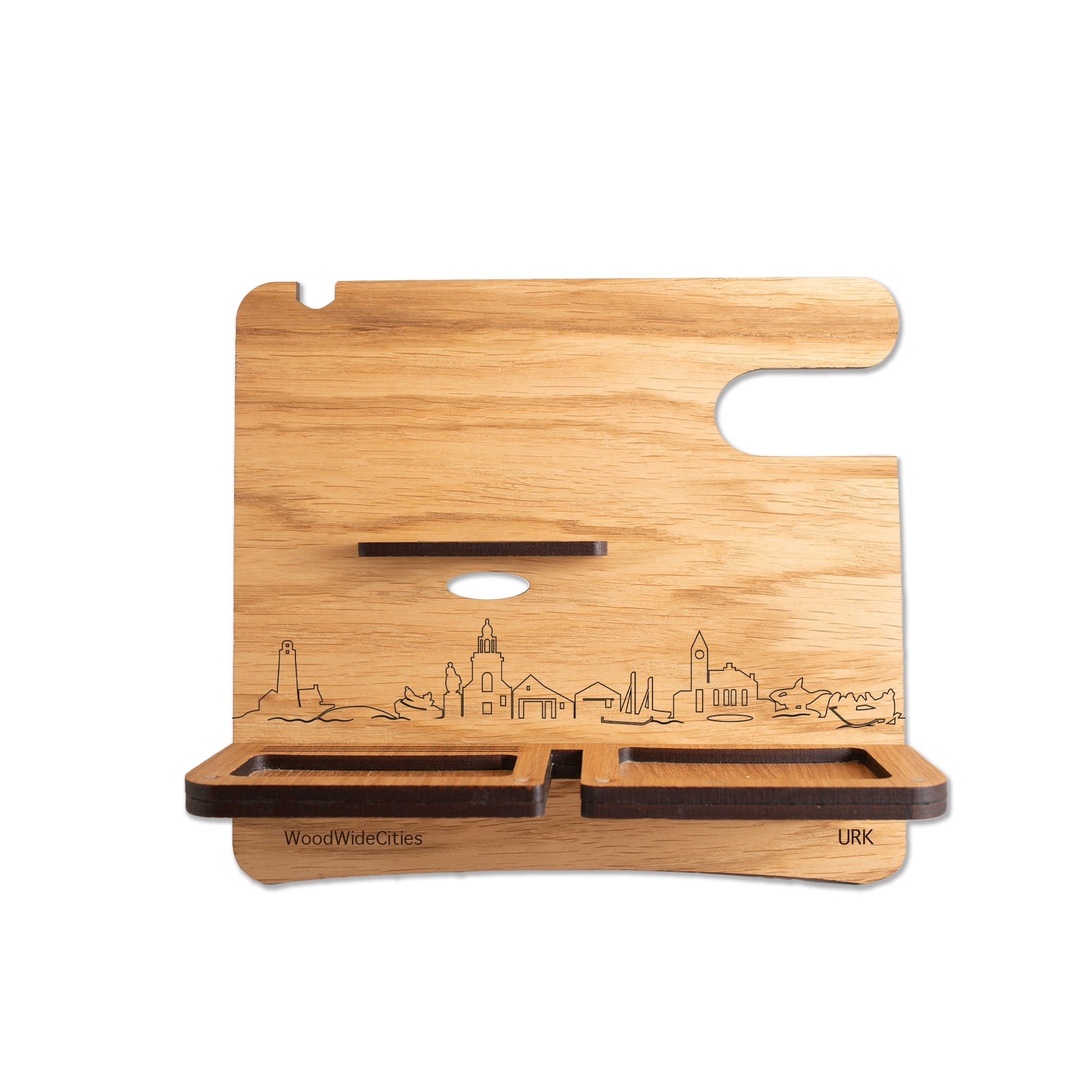 Skyline Desk Organizer Urk houten cadeau decoratie relatiegeschenk van WoodWideCities