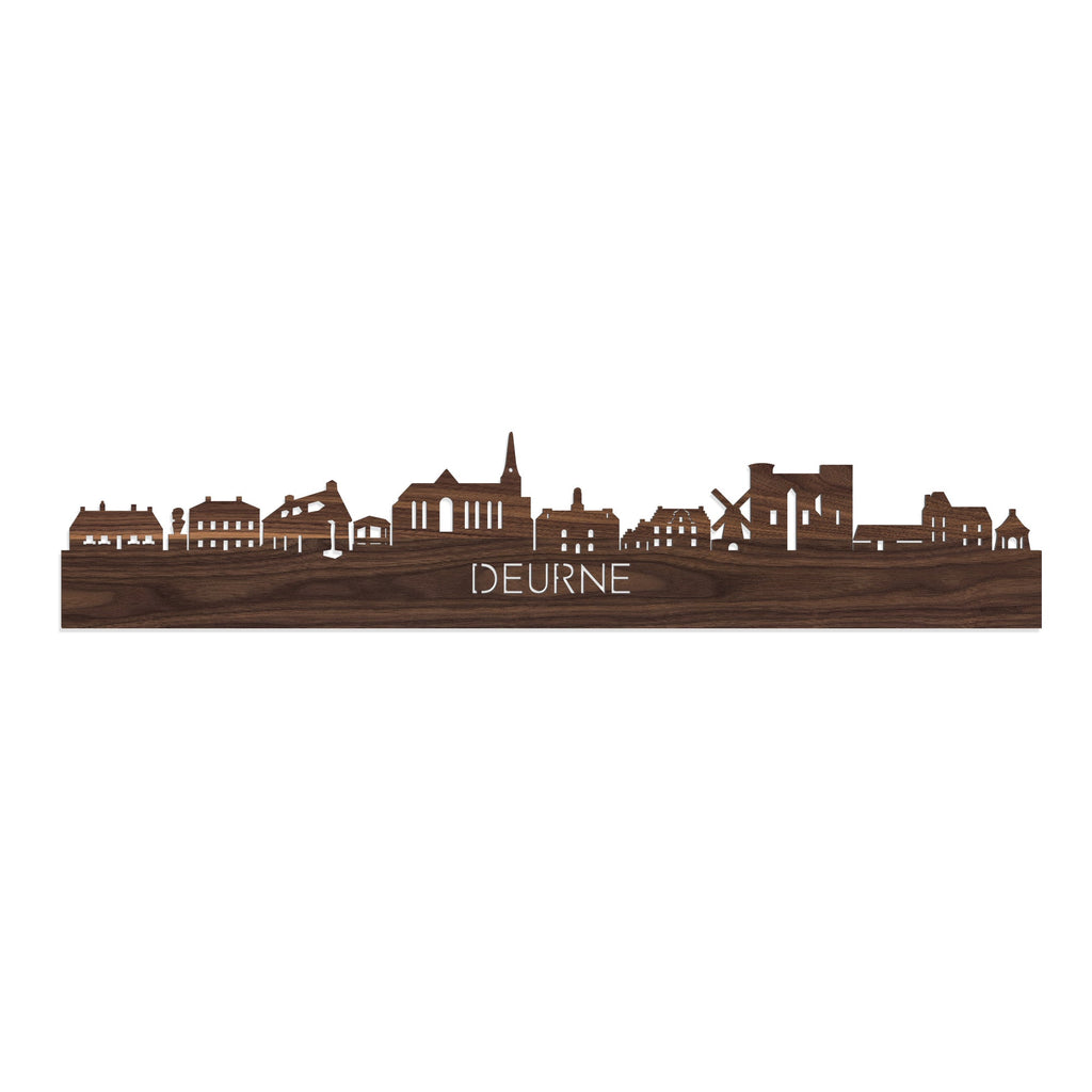 Skyline Deurne Noten houten cadeau decoratie relatiegeschenk van WoodWideCities