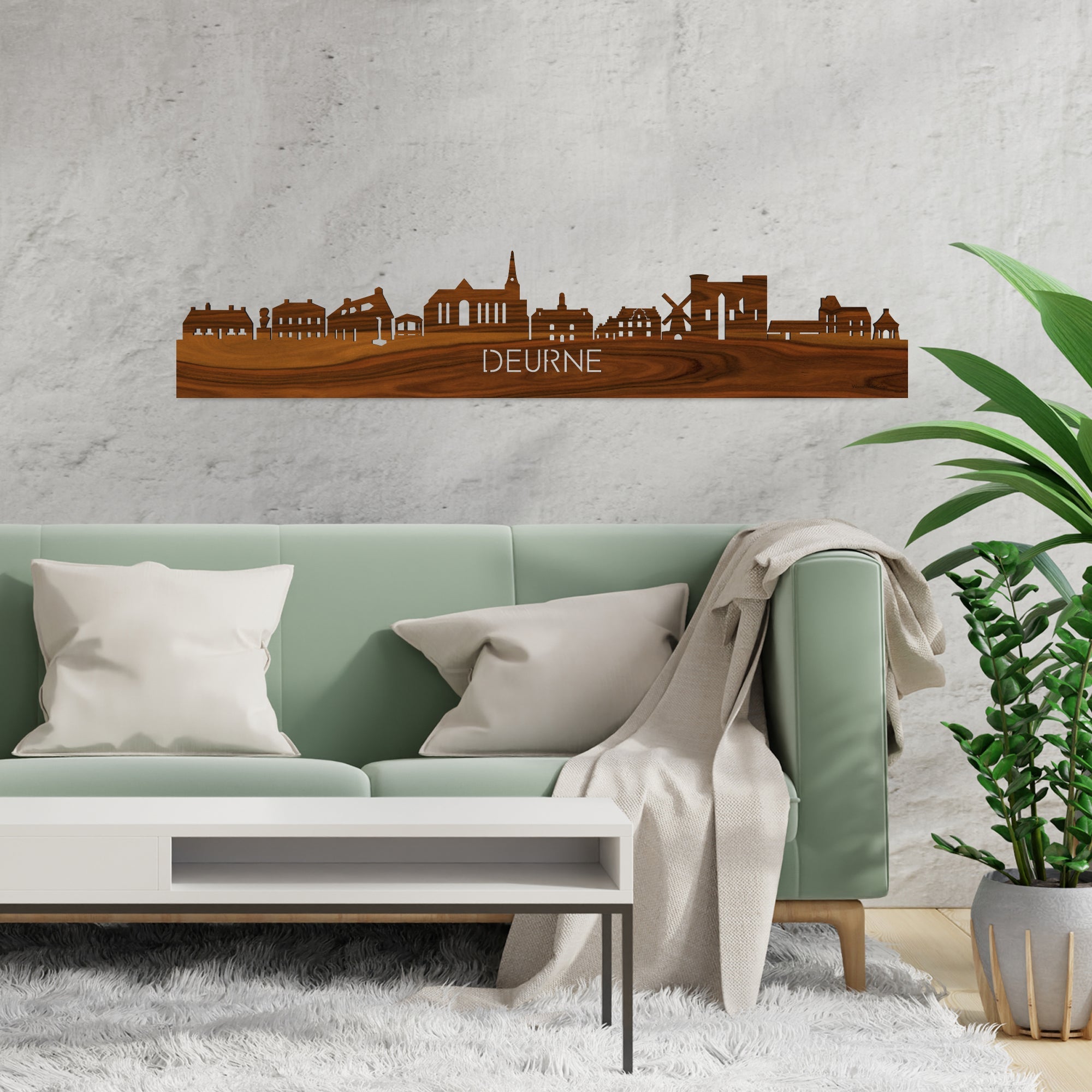 Skyline Deurne Palissander houten cadeau decoratie relatiegeschenk van WoodWideCities