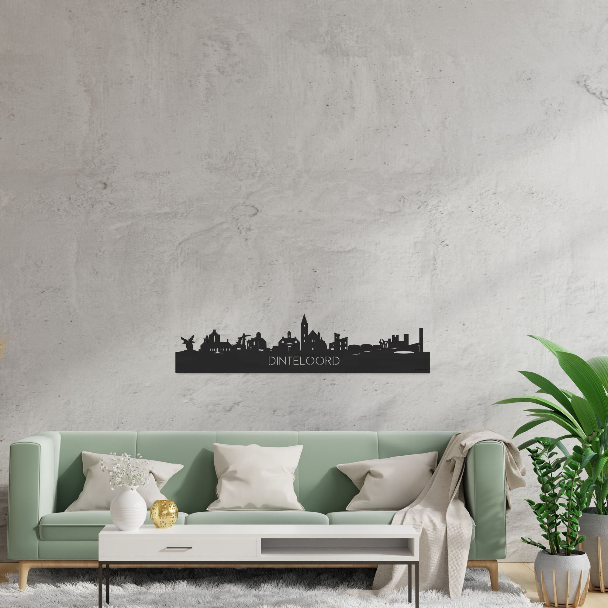 Skyline Dinteloord Zwart houten cadeau decoratie relatiegeschenk van WoodWideCities