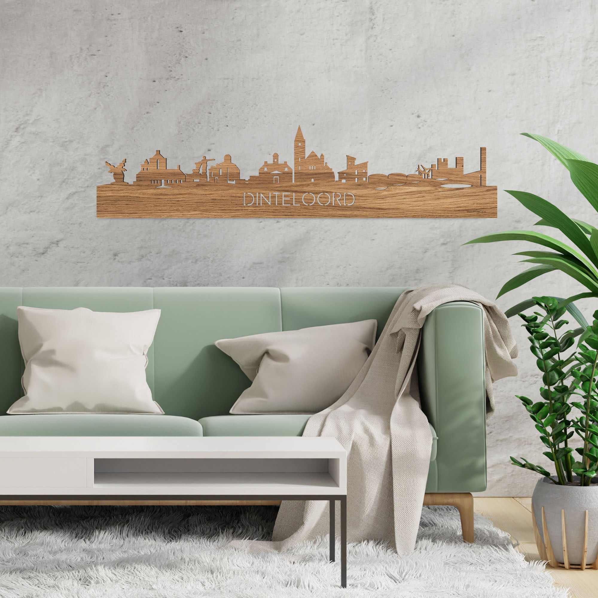 Skyline Dinteloord Eiken houten cadeau decoratie relatiegeschenk van WoodWideCities