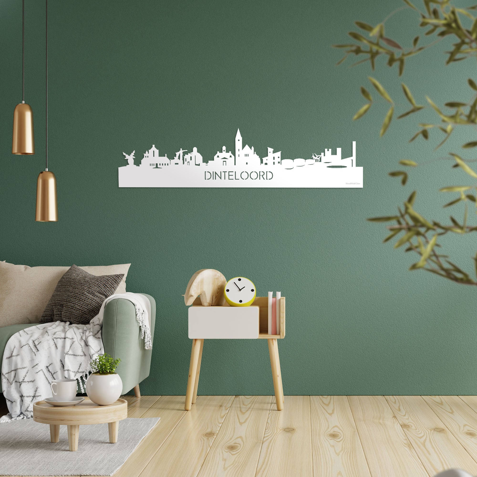 Skyline Dinteloord Wit glanzend gerecycled kunststof cadeau decoratie relatiegeschenk van WoodWideCities