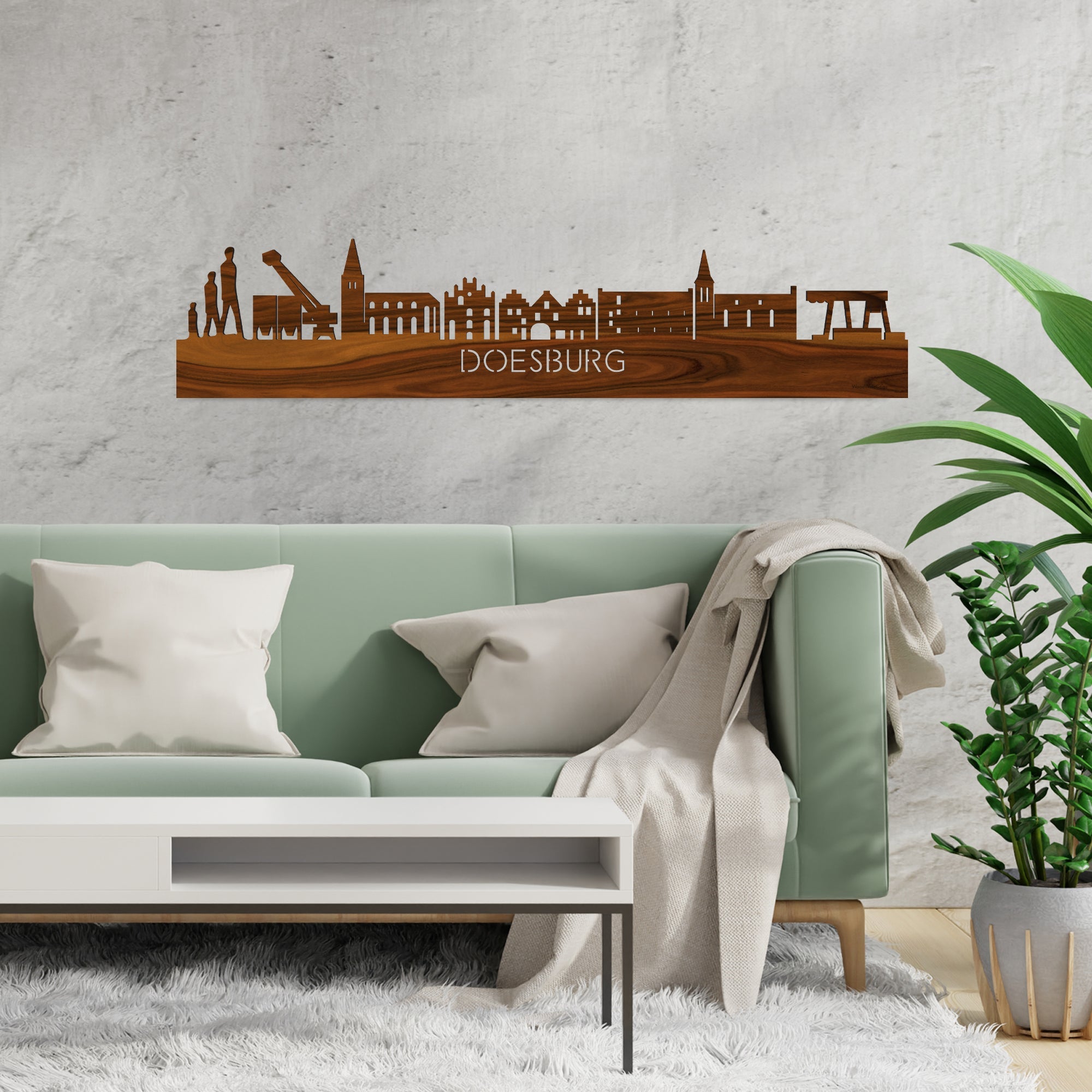 Skyline Doesburg Palissander houten cadeau decoratie relatiegeschenk van WoodWideCities