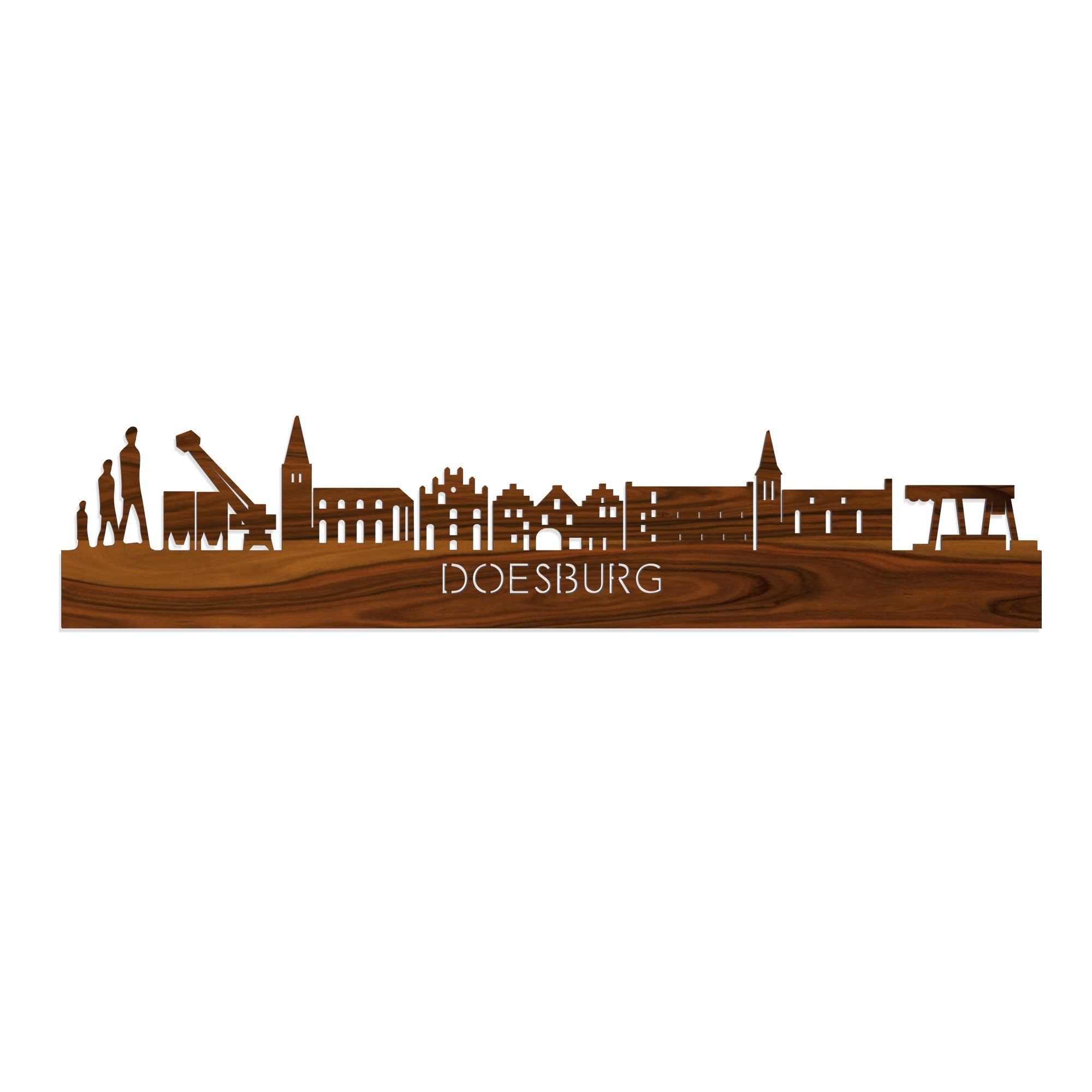 Skyline Doesburg Palissander houten cadeau decoratie relatiegeschenk van WoodWideCities