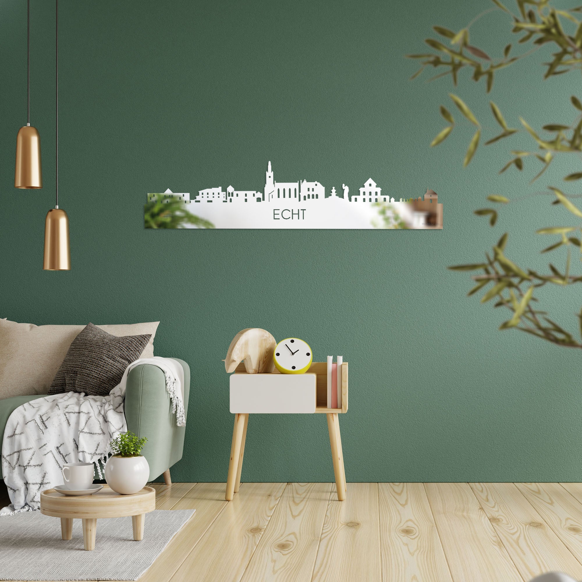 Skyline Echt Spiegel gerecycled kunststof cadeau decoratie relatiegeschenk van WoodWideCities