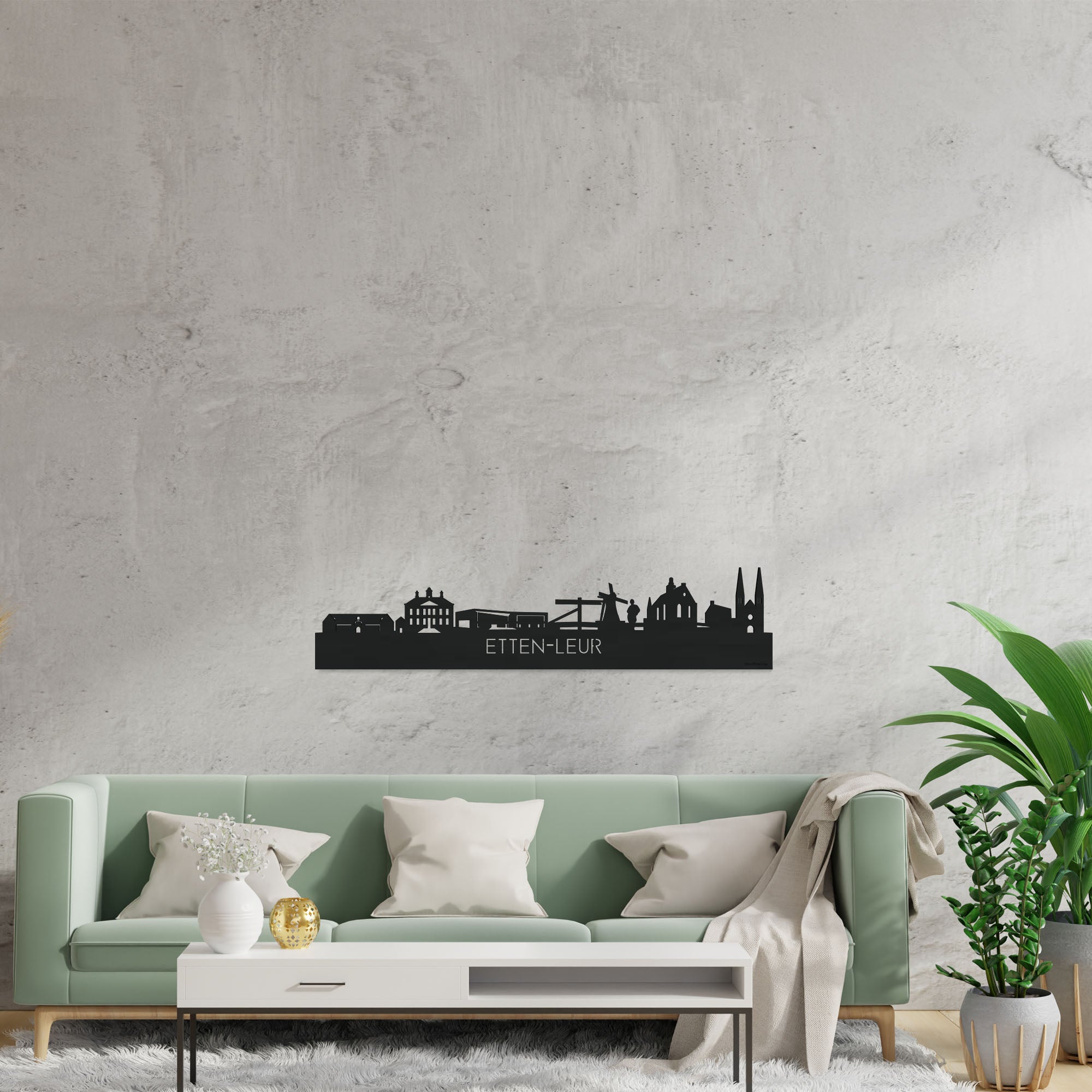 Skyline Etten-Leur Zwart houten cadeau decoratie relatiegeschenk van WoodWideCities