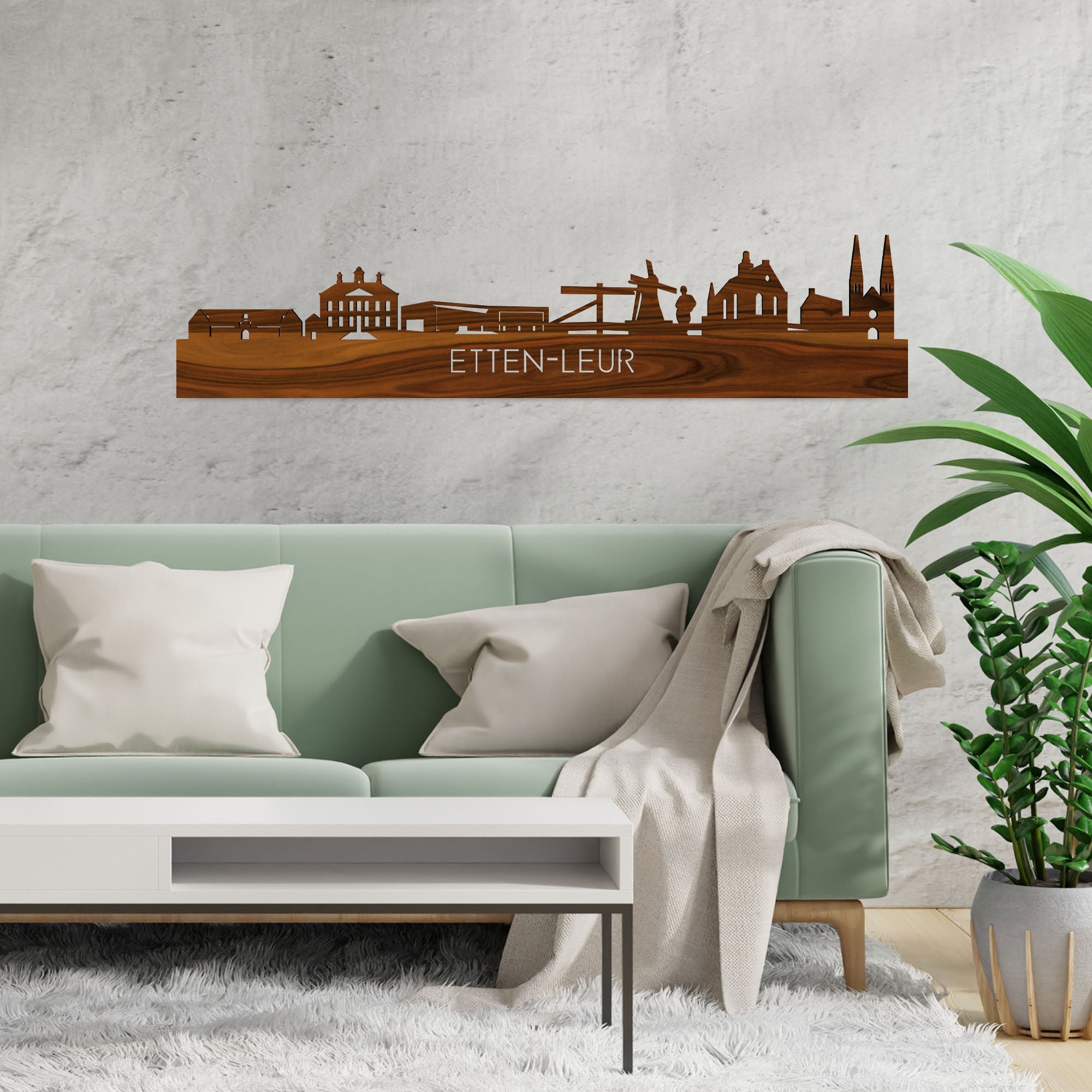 Skyline Etten-Leur Palissander houten cadeau decoratie relatiegeschenk van WoodWideCities