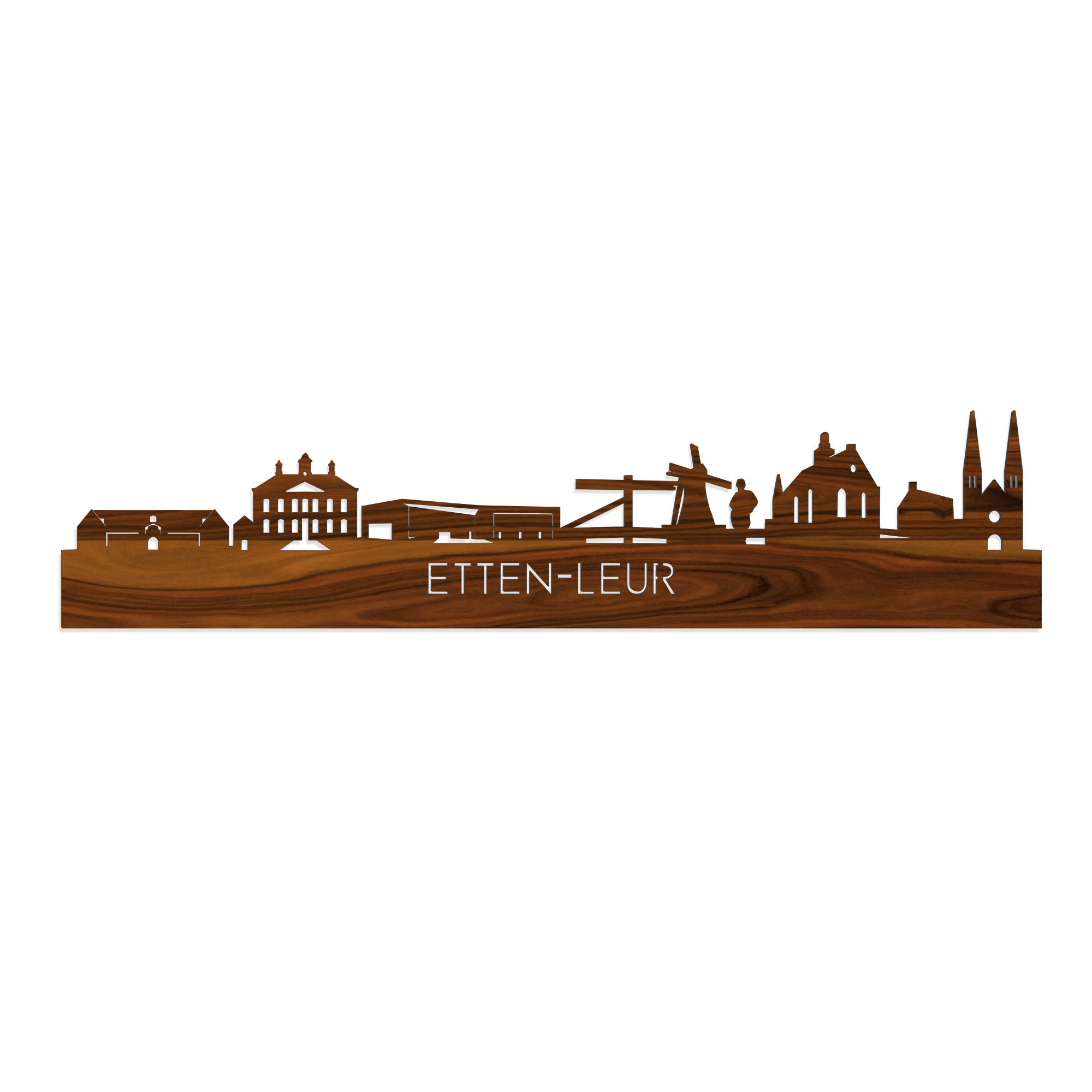 Skyline Etten-Leur Palissander houten cadeau decoratie relatiegeschenk van WoodWideCities