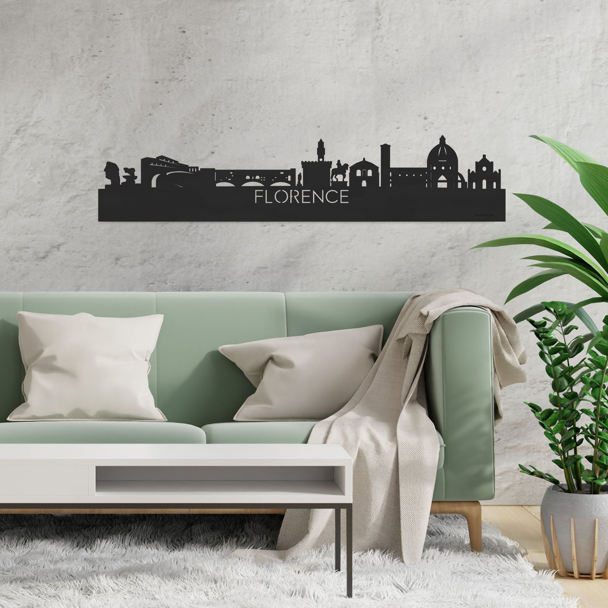 Skyline Florence Zwart houten cadeau decoratie relatiegeschenk van WoodWideCities