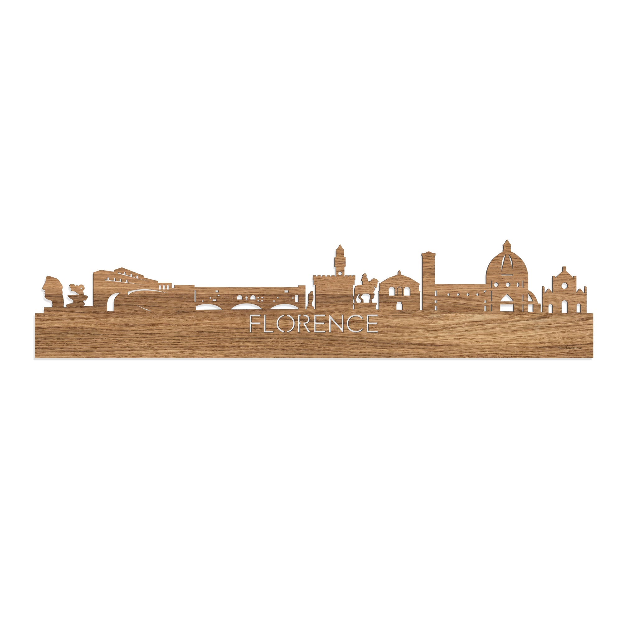 Skyline Florence Eiken houten cadeau decoratie relatiegeschenk van WoodWideCities