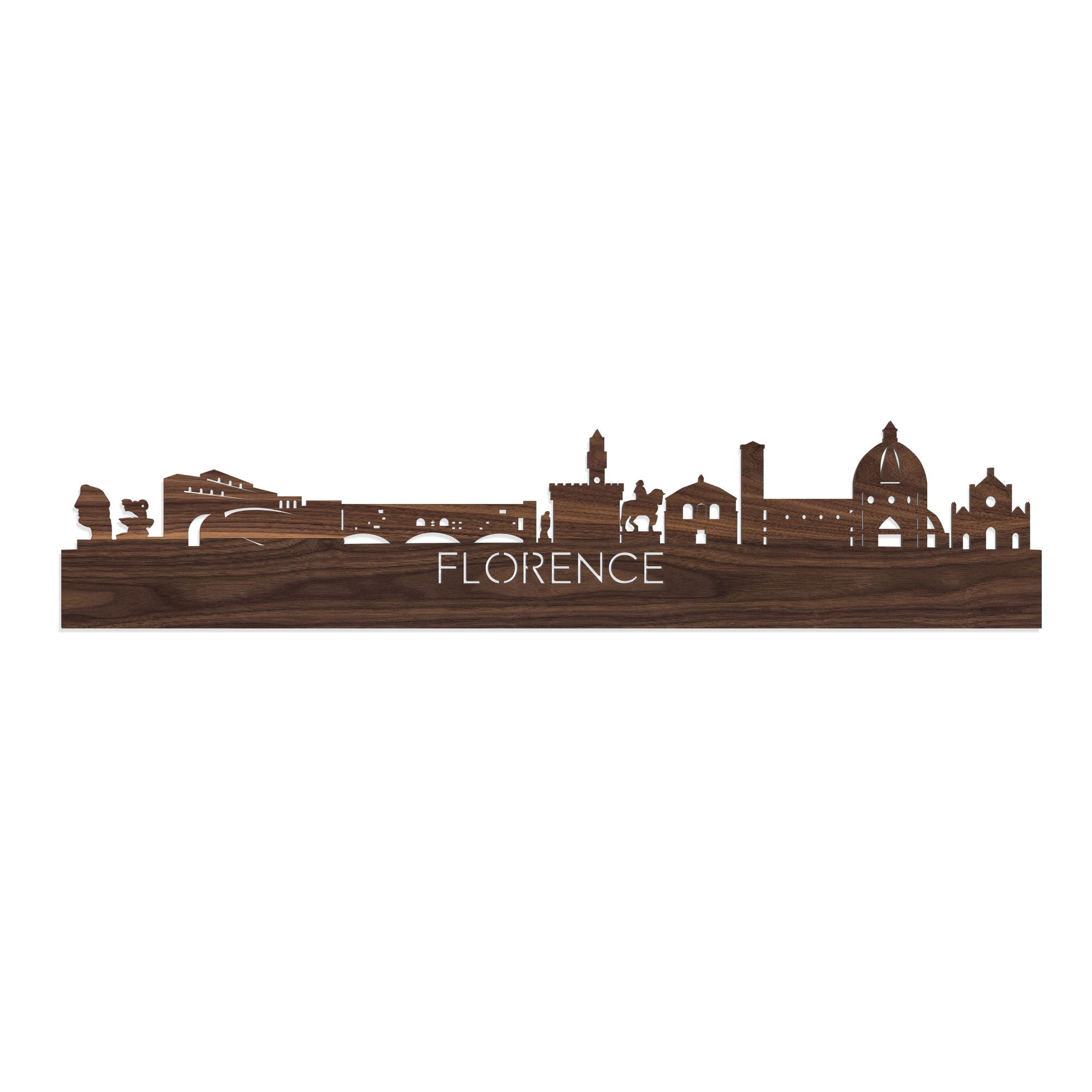 Skyline Florence Noten houten cadeau decoratie relatiegeschenk van WoodWideCities