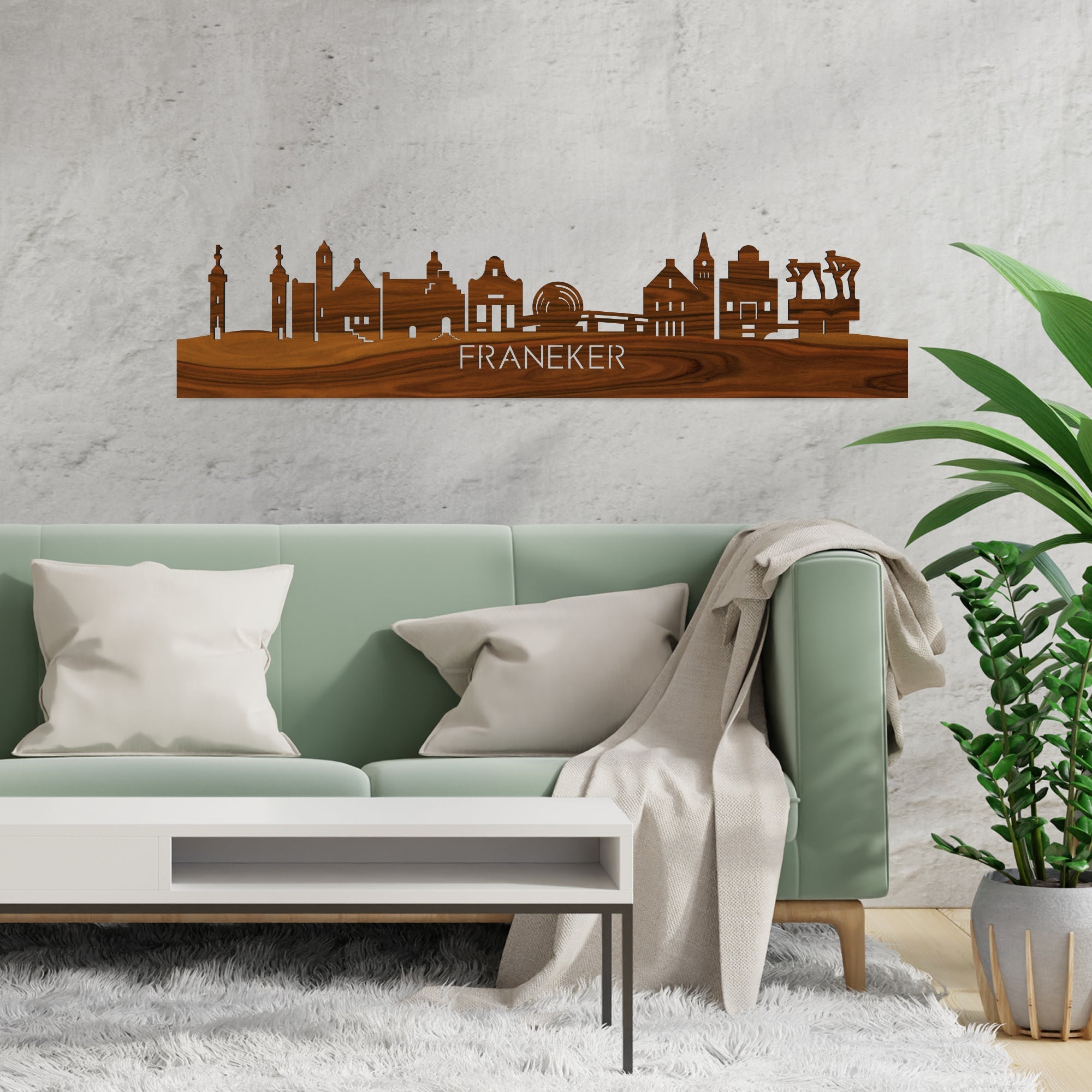 Skyline Franeker Palissander houten cadeau decoratie relatiegeschenk van WoodWideCities