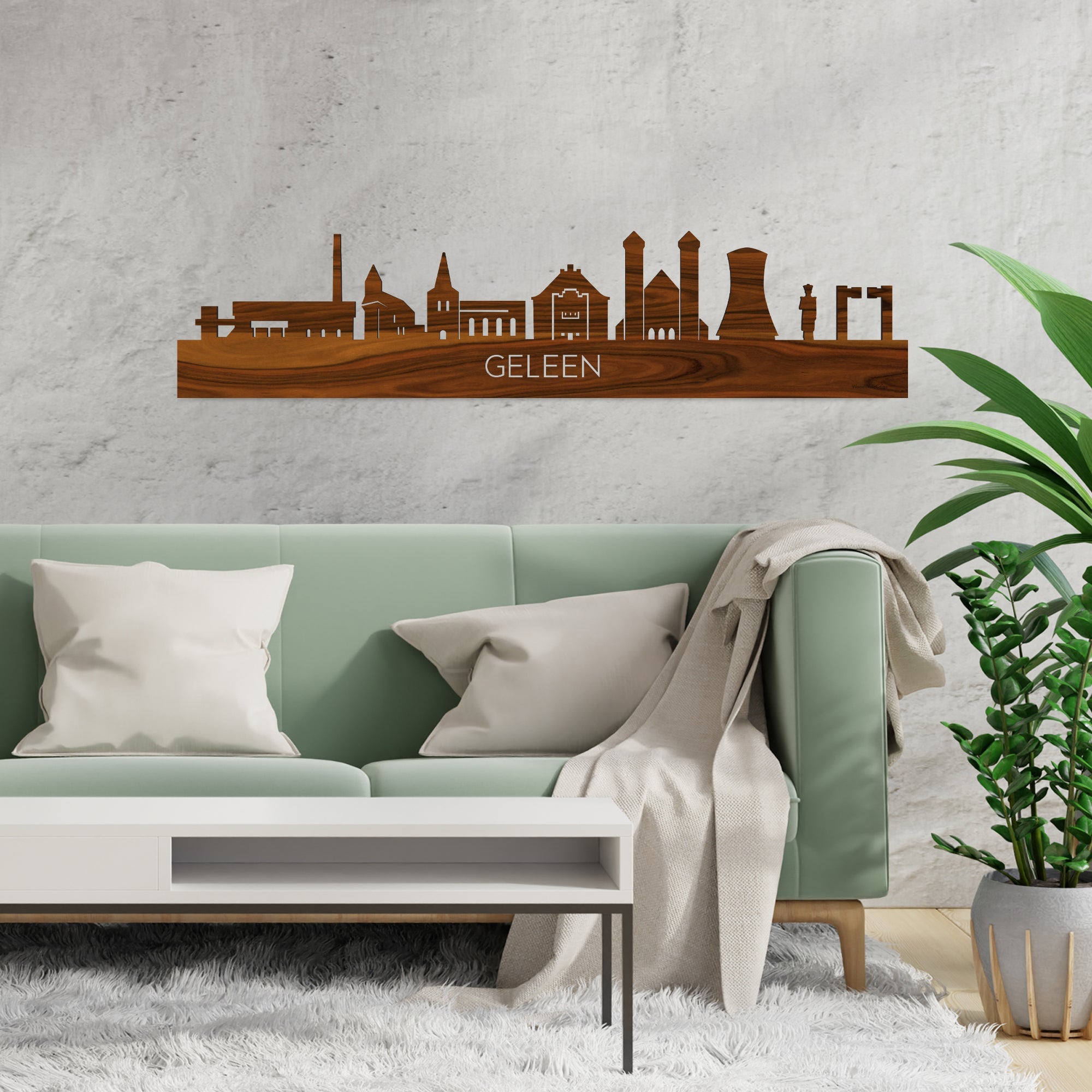 Skyline Geleen Palissander houten cadeau decoratie relatiegeschenk van WoodWideCities