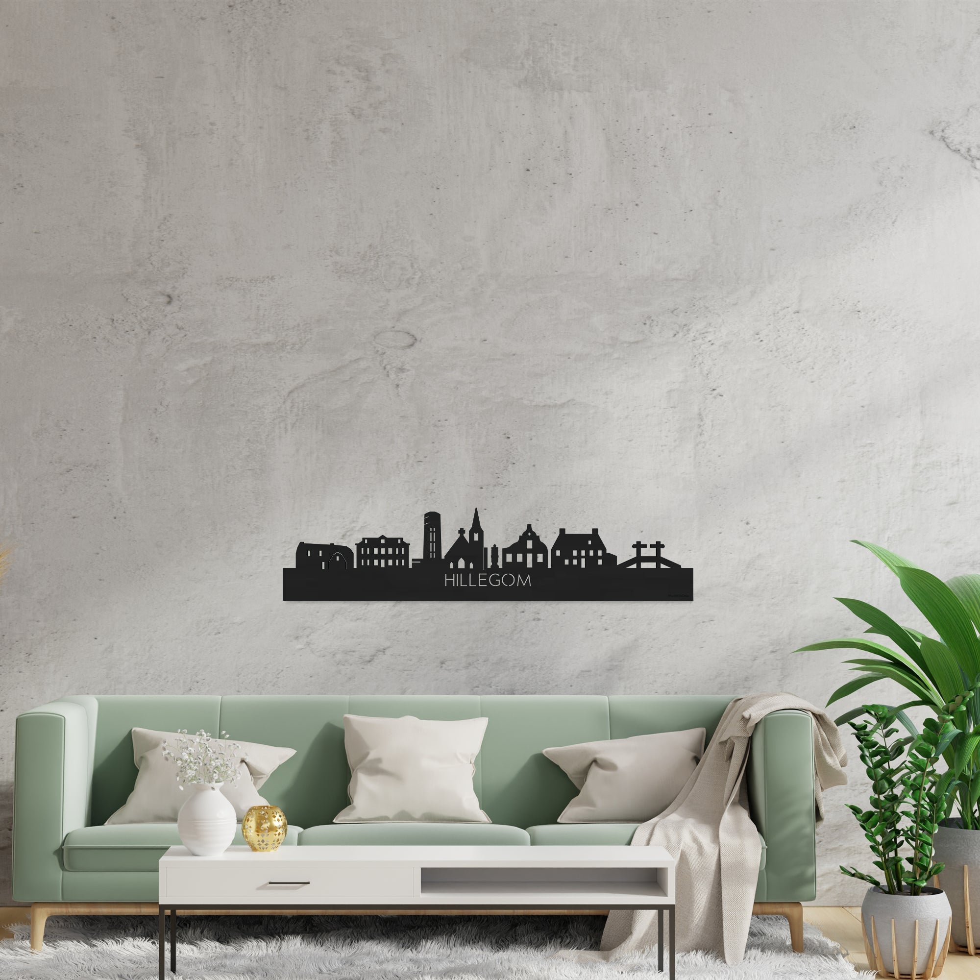 Skyline Hillegom Zwart houten cadeau decoratie relatiegeschenk van WoodWideCities