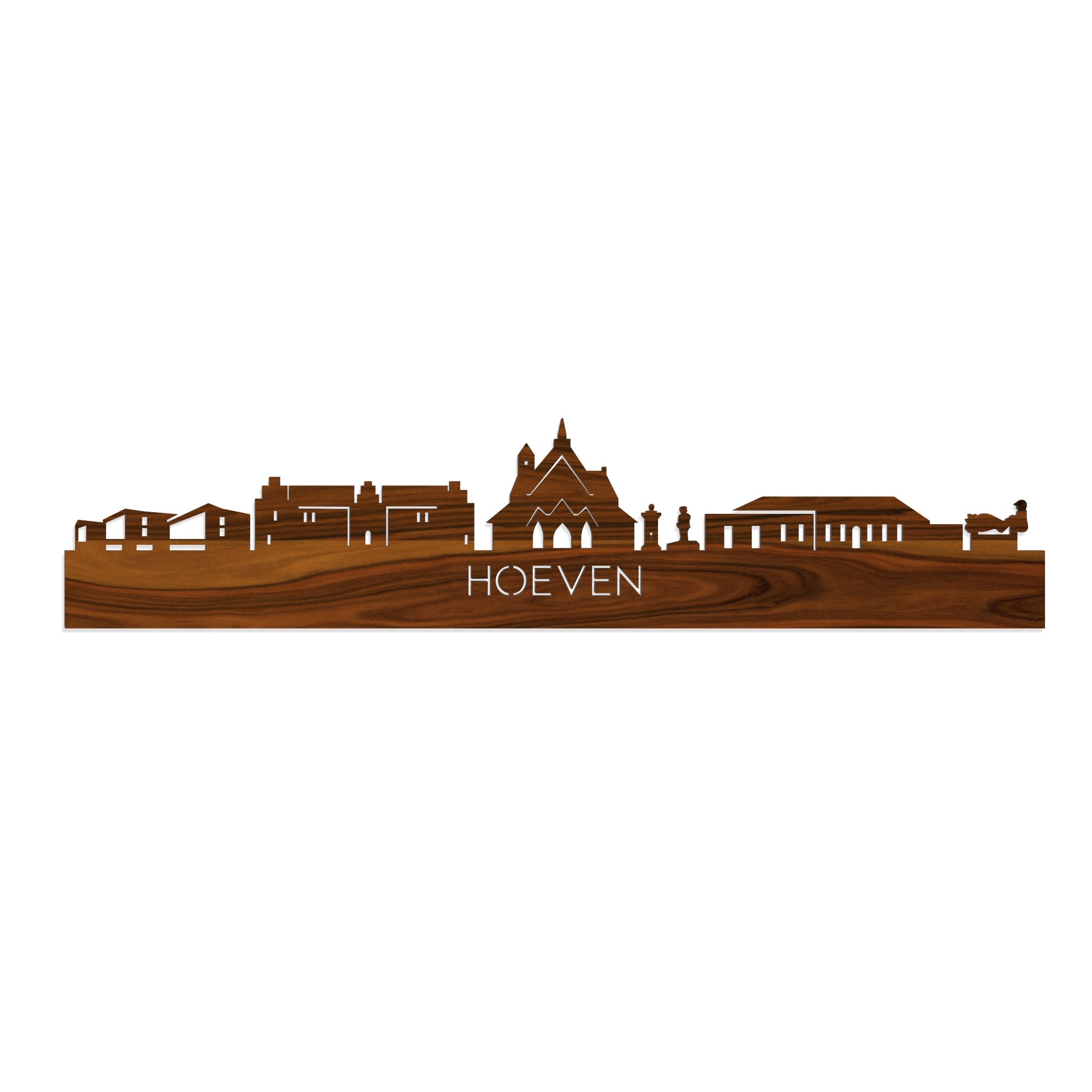 Skyline Hoeven Palissander houten cadeau decoratie relatiegeschenk van WoodWideCities