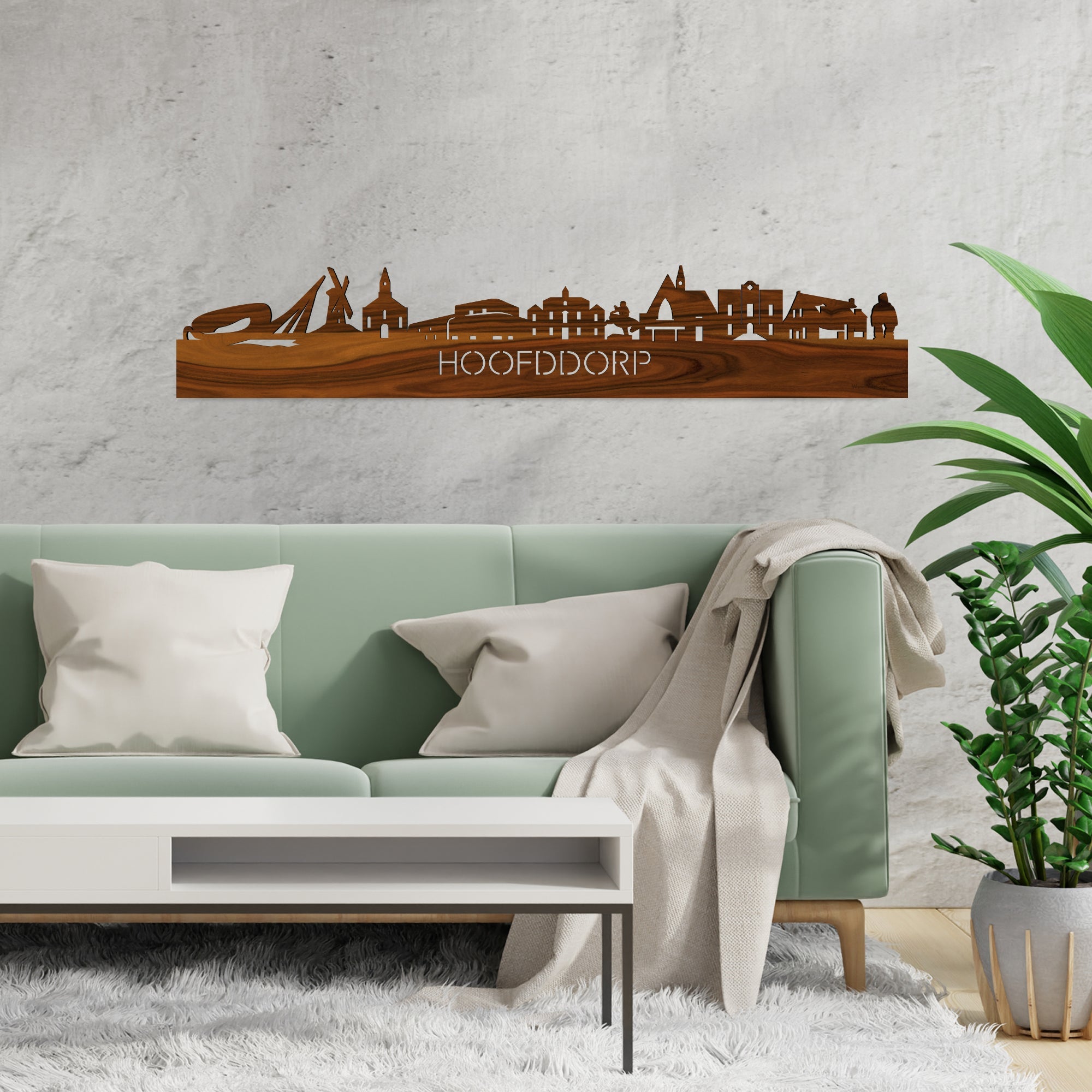 Skyline Hoofddorp Palissander houten cadeau decoratie relatiegeschenk van WoodWideCities