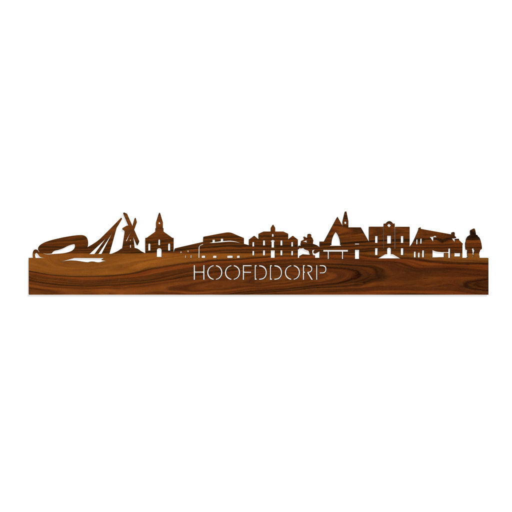 Skyline Hoofddorp Palissander houten cadeau decoratie relatiegeschenk van WoodWideCities