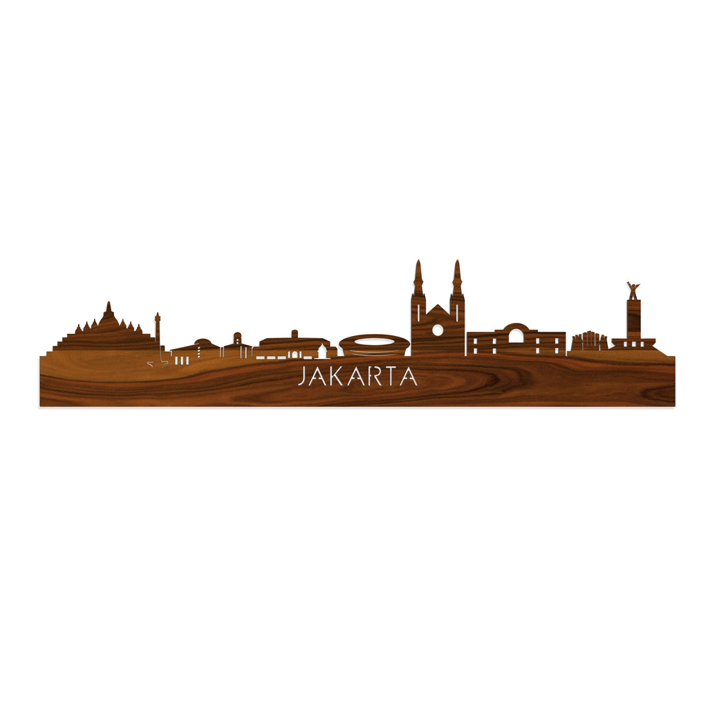 Skyline Jakarta Palissander houten cadeau decoratie relatiegeschenk van WoodWideCities