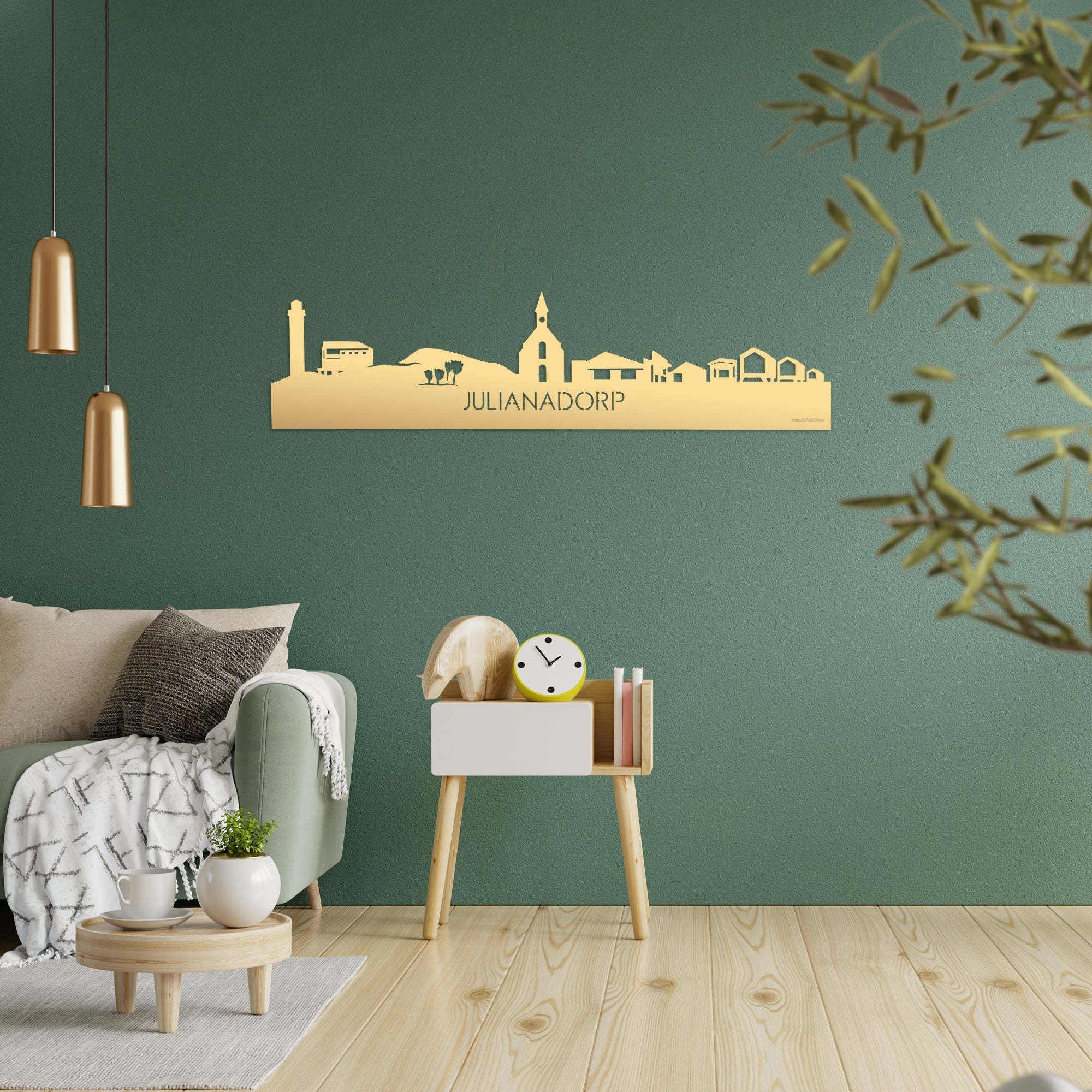 Skyline Julianadorp Metallic Goud gerecycled kunststof cadeau decoratie relatiegeschenk van WoodWideCities