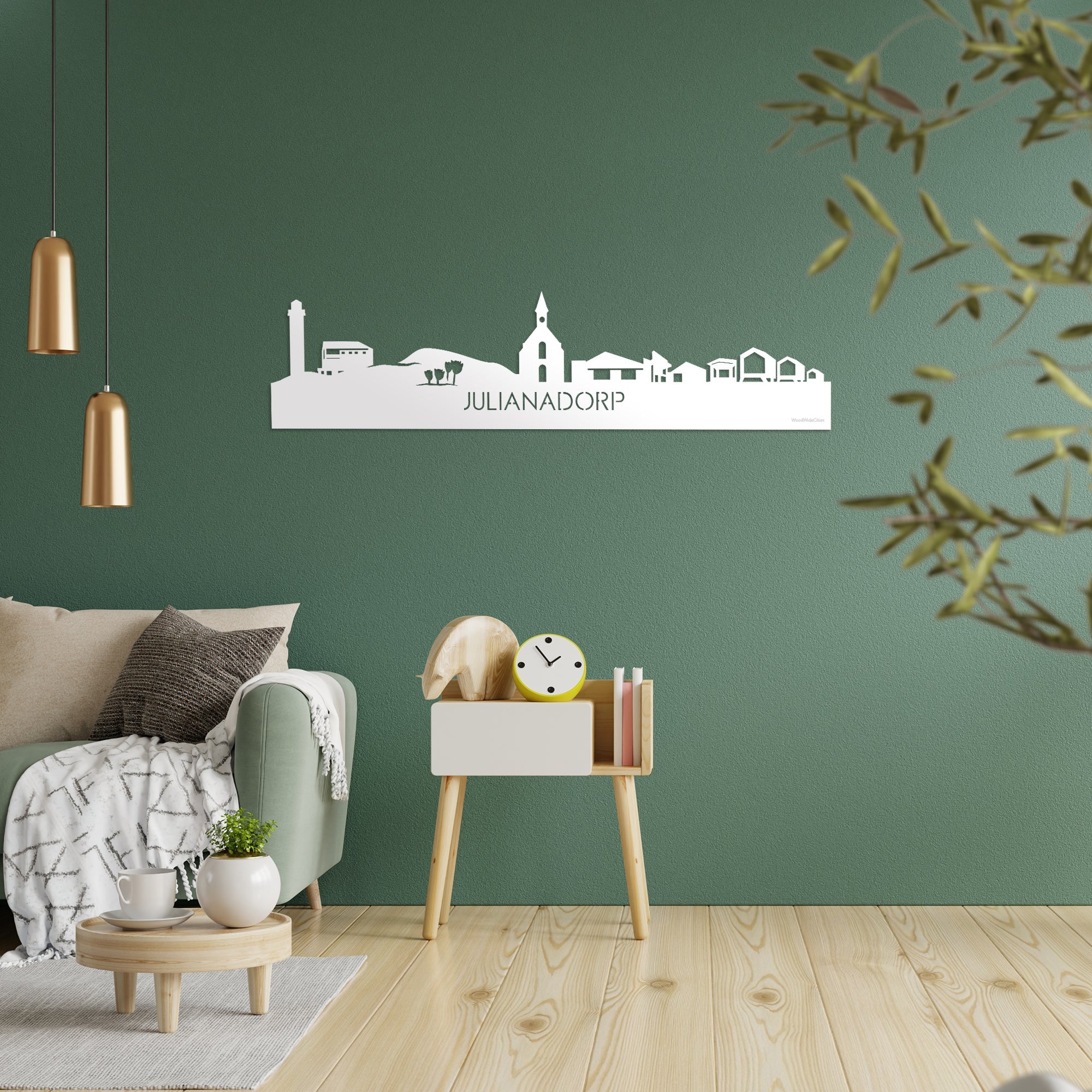 Skyline Julianadorp Wit glanzend gerecycled kunststof cadeau decoratie relatiegeschenk van WoodWideCities